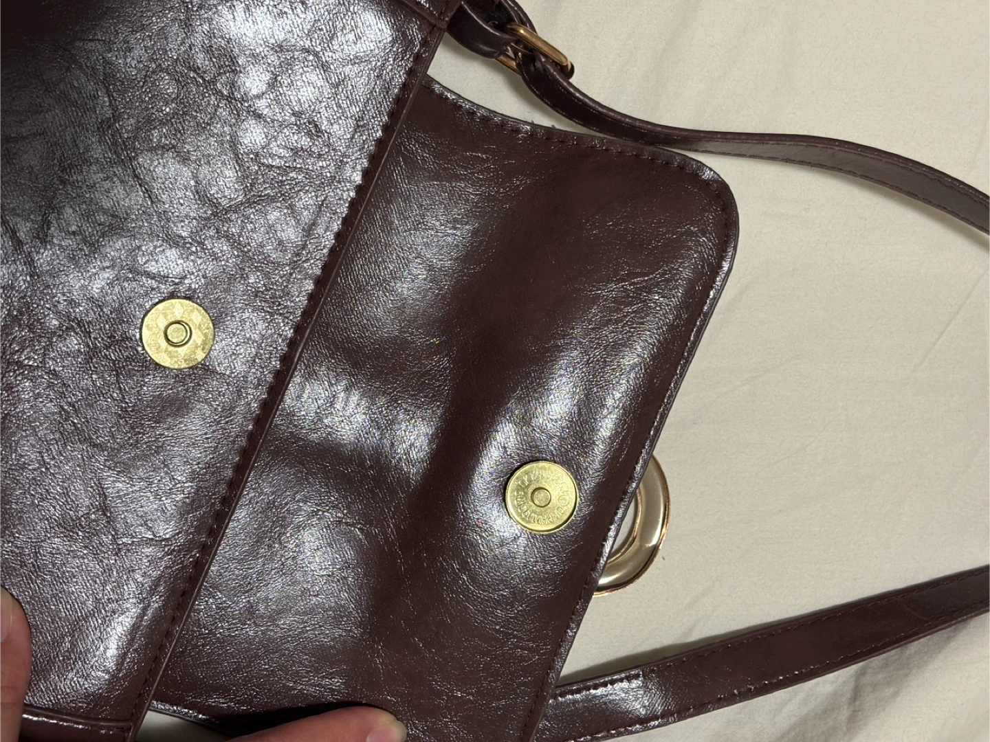 Brown Shoulder Bag with Gold Hardware - photo 3
