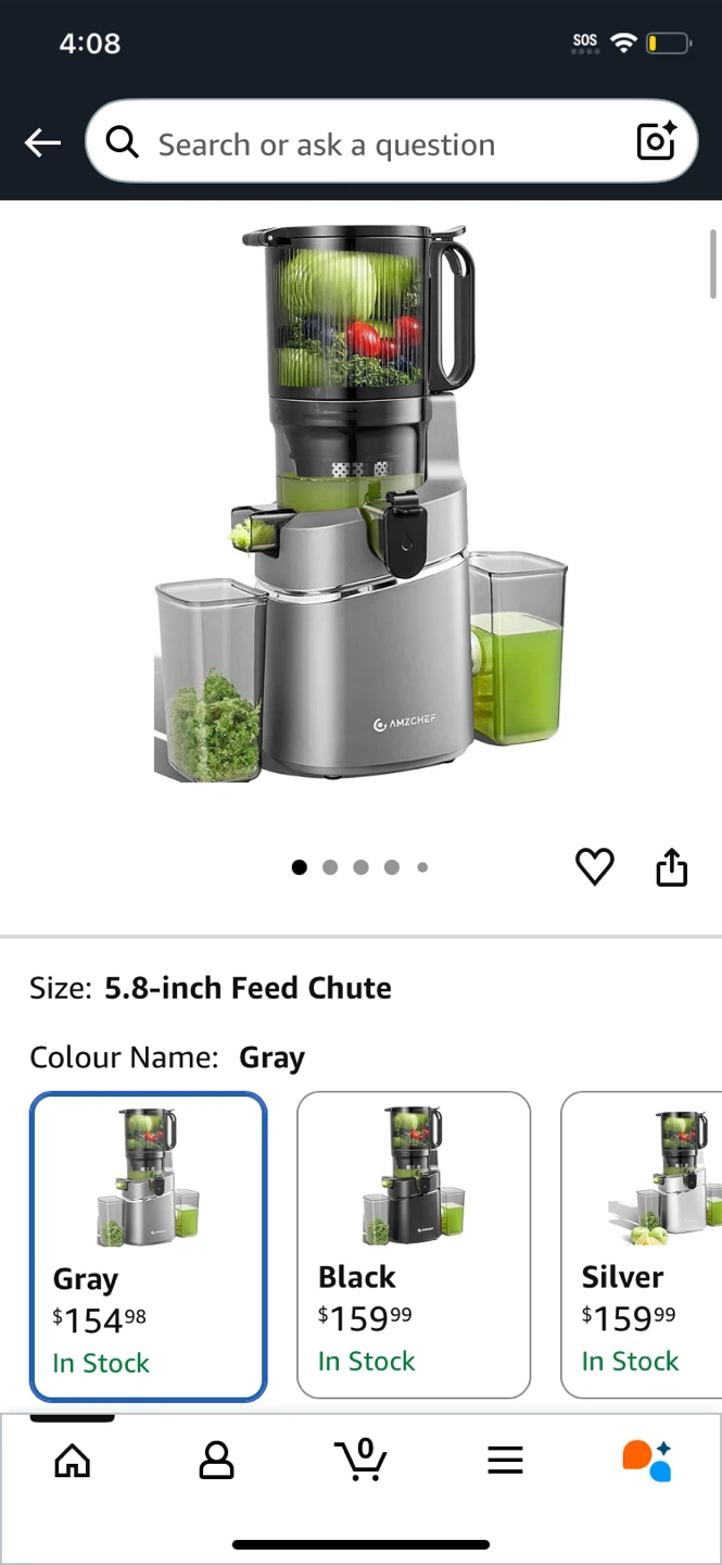 Amzchef Cold Press Juicer - Gray
