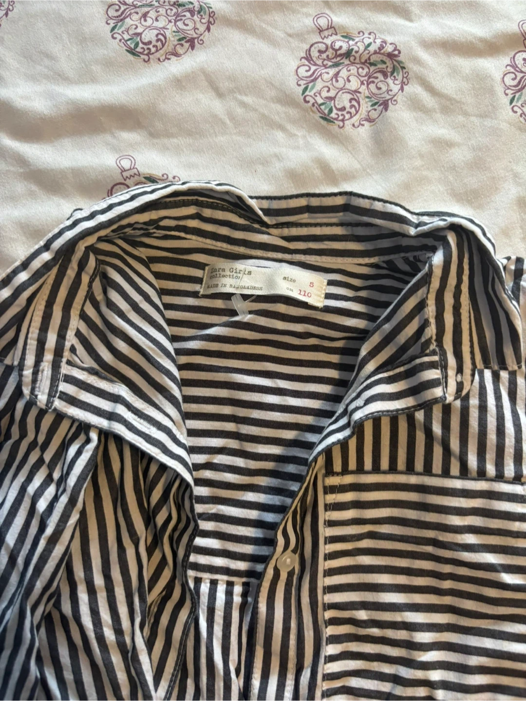 Zara Girls Black & White Striped Shirt - Size 5 - photo 2
