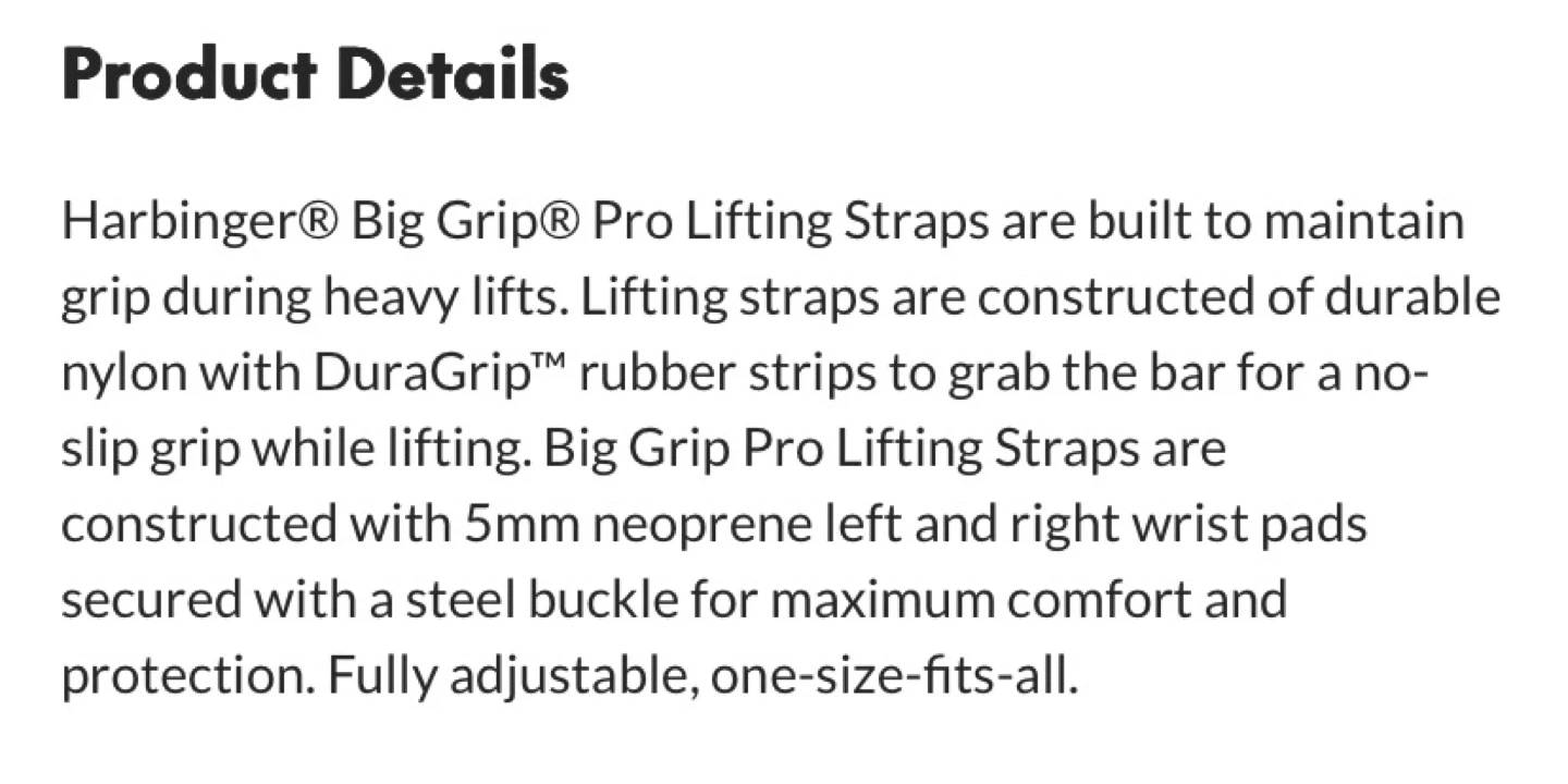 Harbinger lifting straps - photo 4
