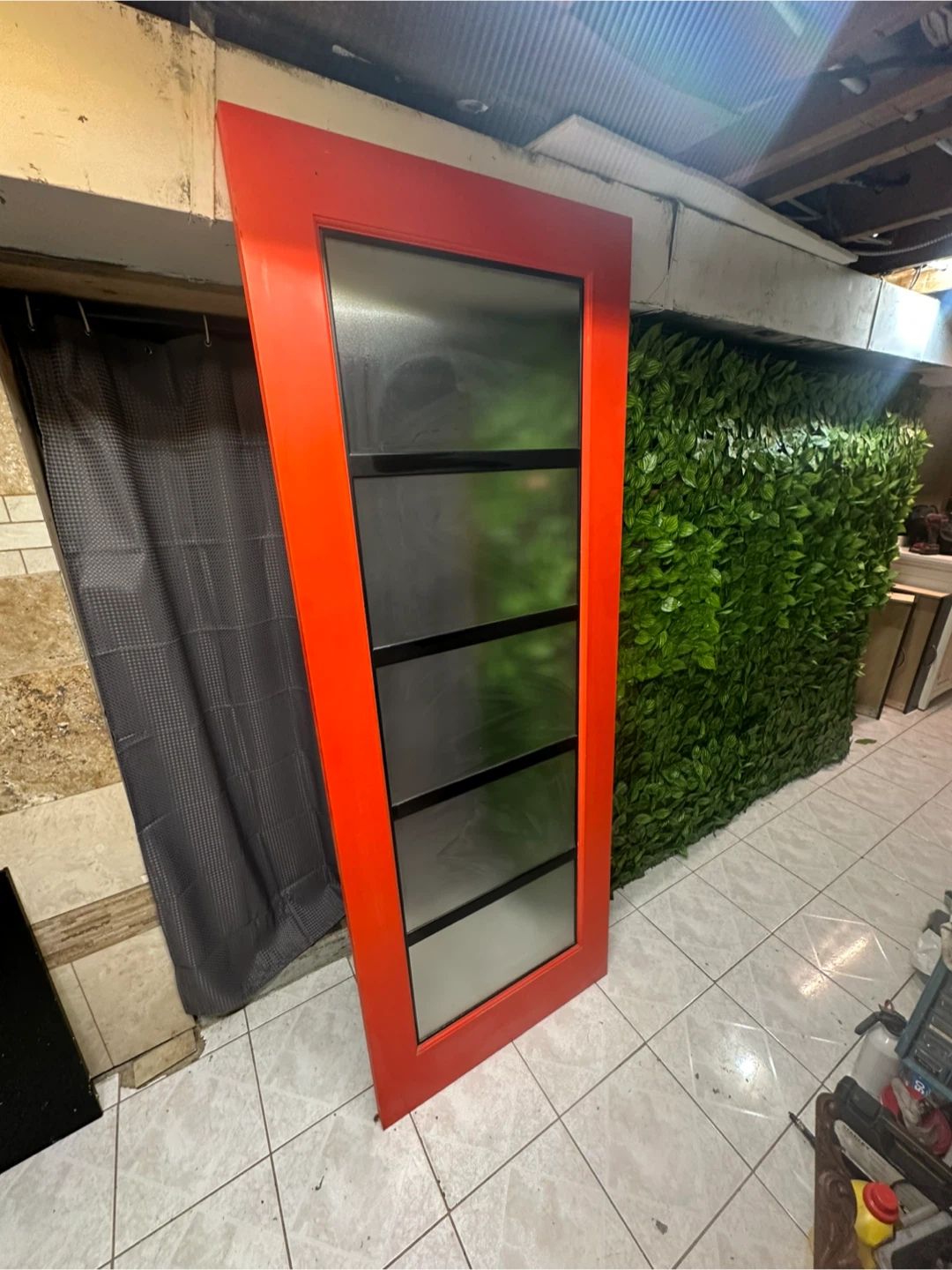 Red Interior Door with Glass Panels 30x80