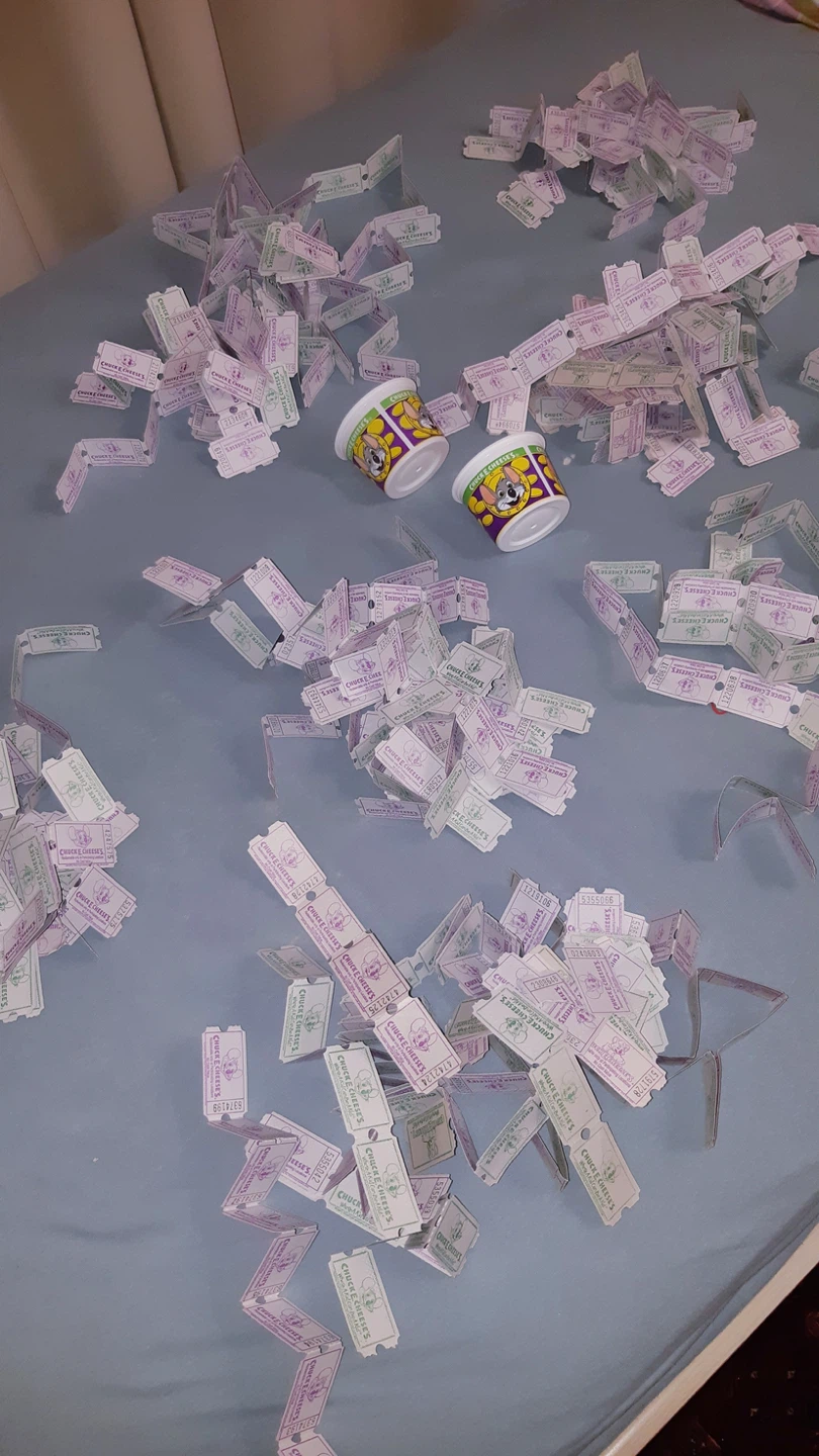 Pile o Chuck-E-Cheese Tickets and 2 token buckets - photo 2