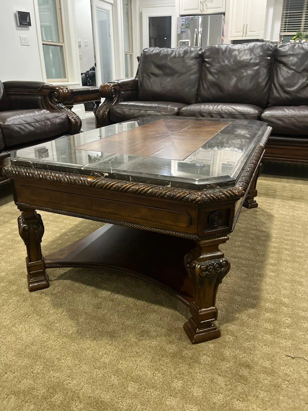 Super Comfortable Brown Leather Sofa Set - photo 4
