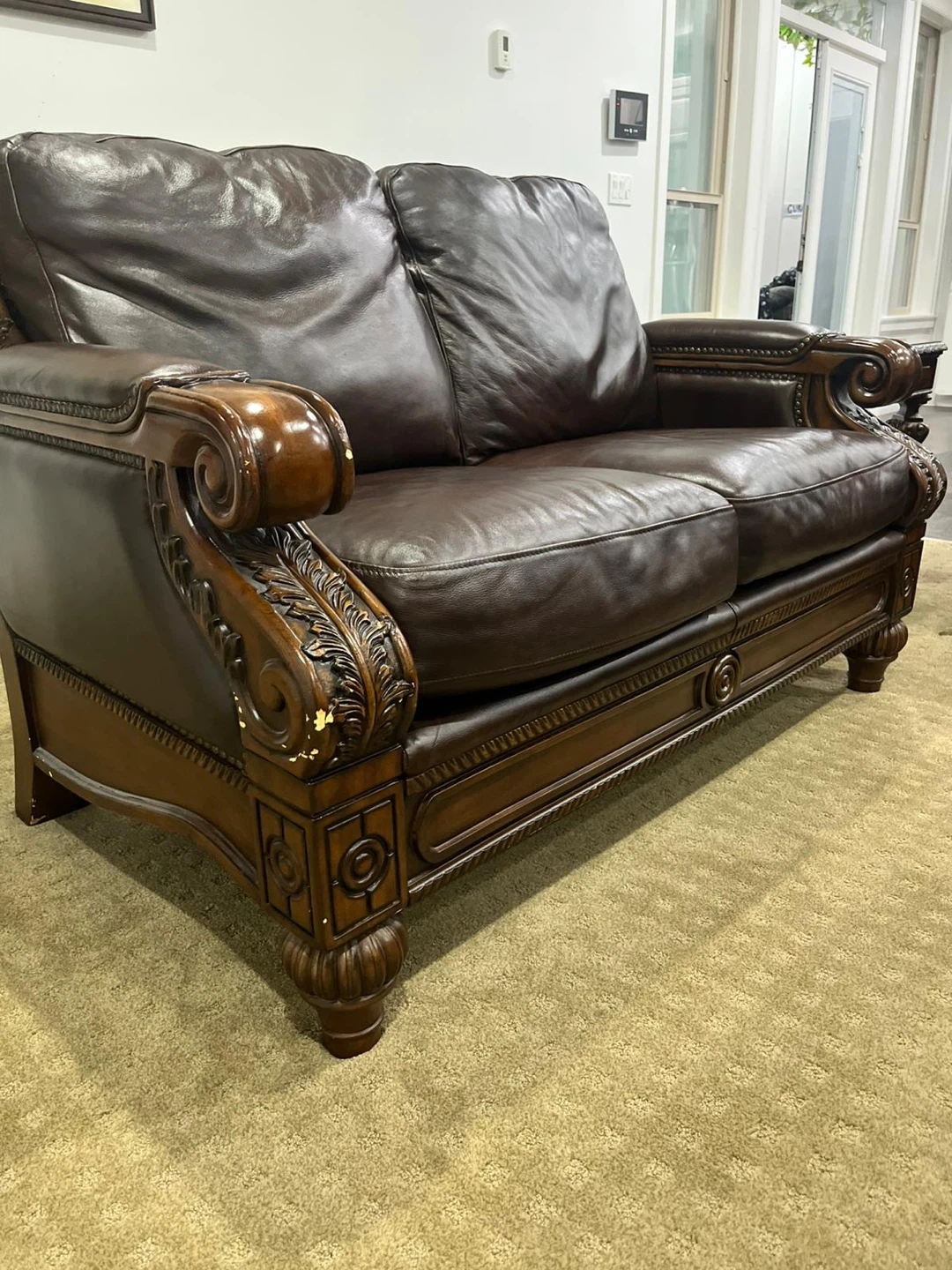 Super Comfortable Brown Leather Sofa Set - photo 3