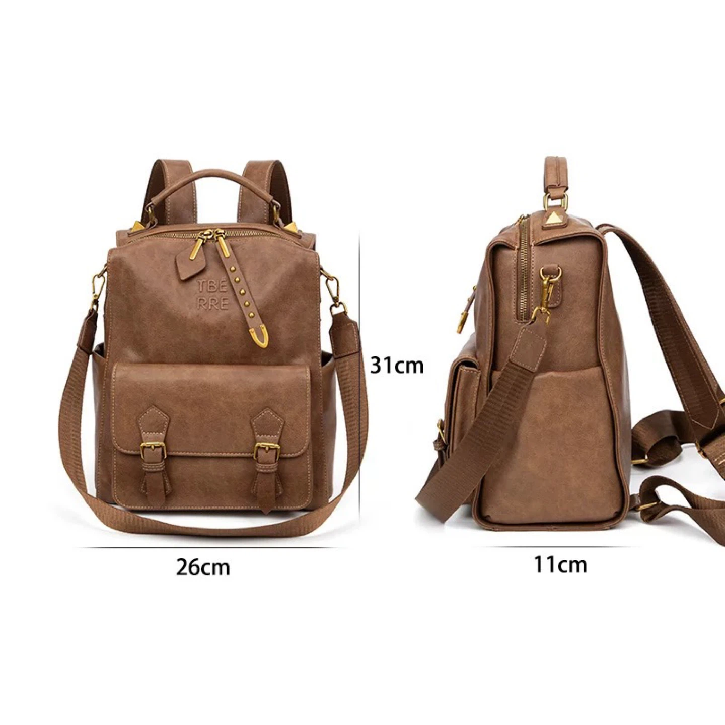 Terre Bleue Brown Leather Backpack Purse - photo 4