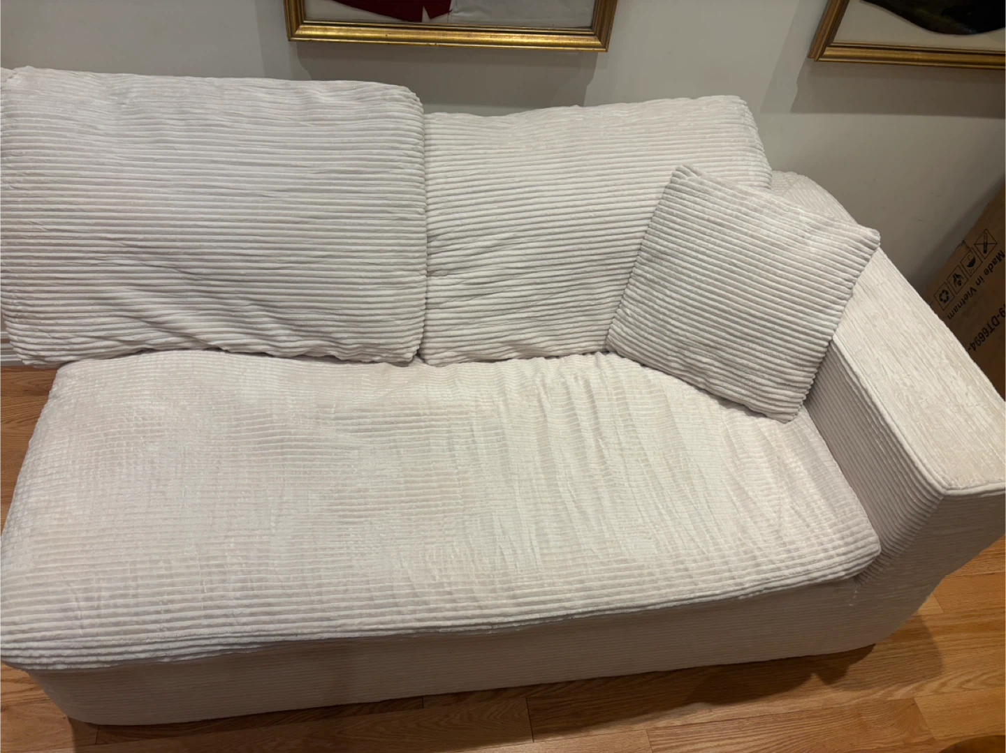 Corduroy Sofa Couch - Cream Colour