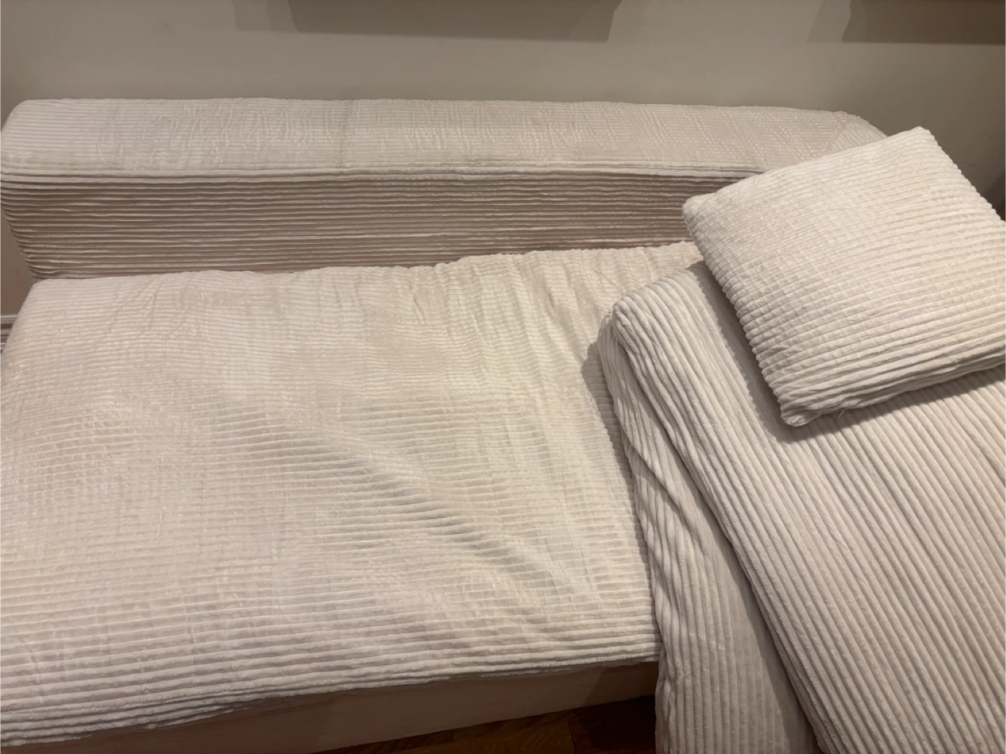 Corduroy Sofa Couch - Cream Colour - photo 3