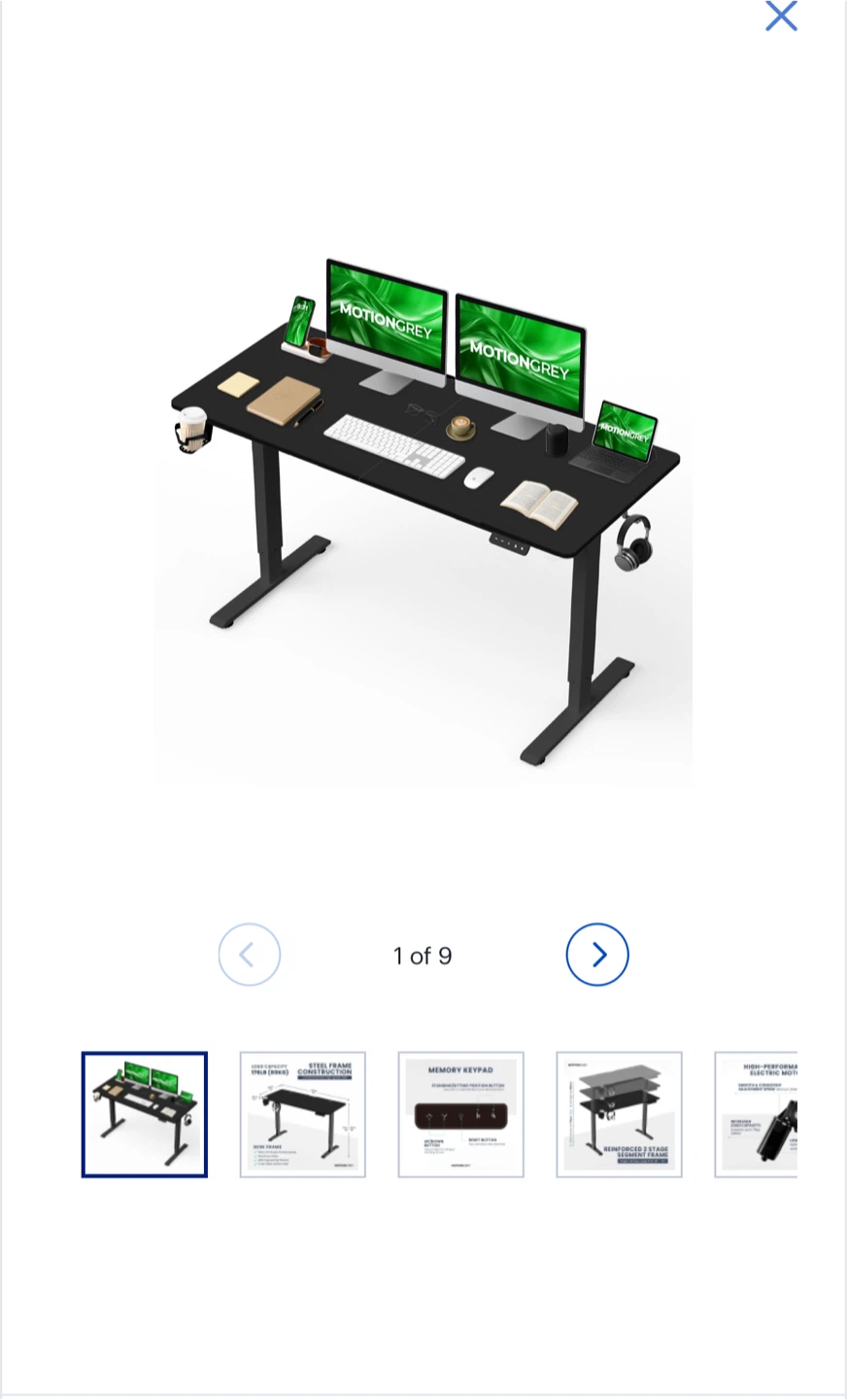 Motiongrey Standing Desk - Steel Frame, Black - photo 2