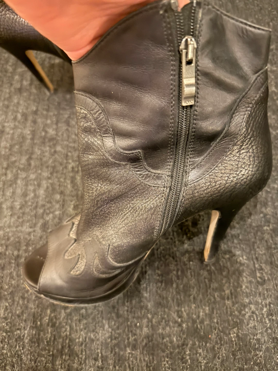 Black Leather Heeled Booties Size 39🏆 - photo 2
