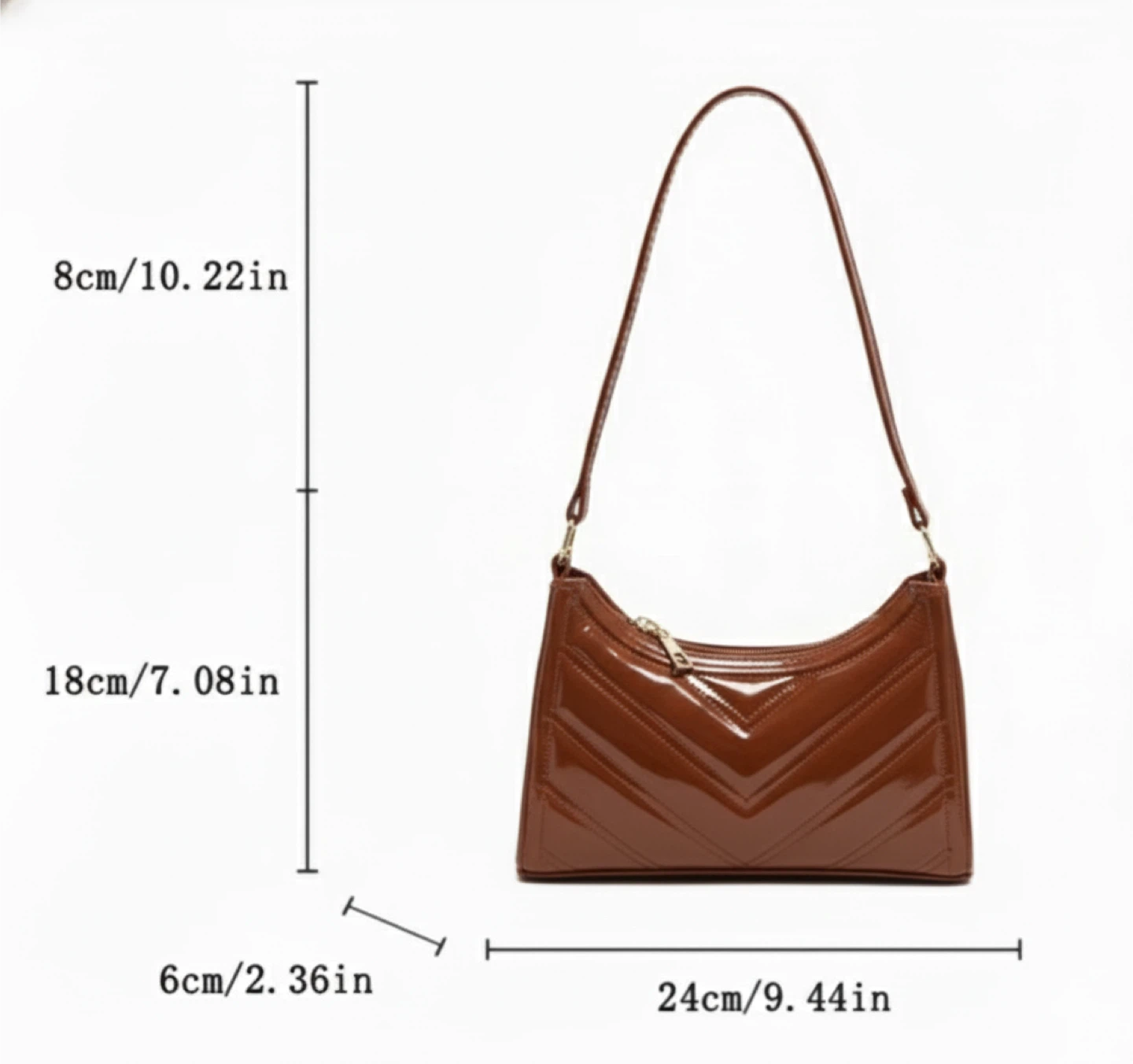 Brown Patent Shoulder Bag - photo 3