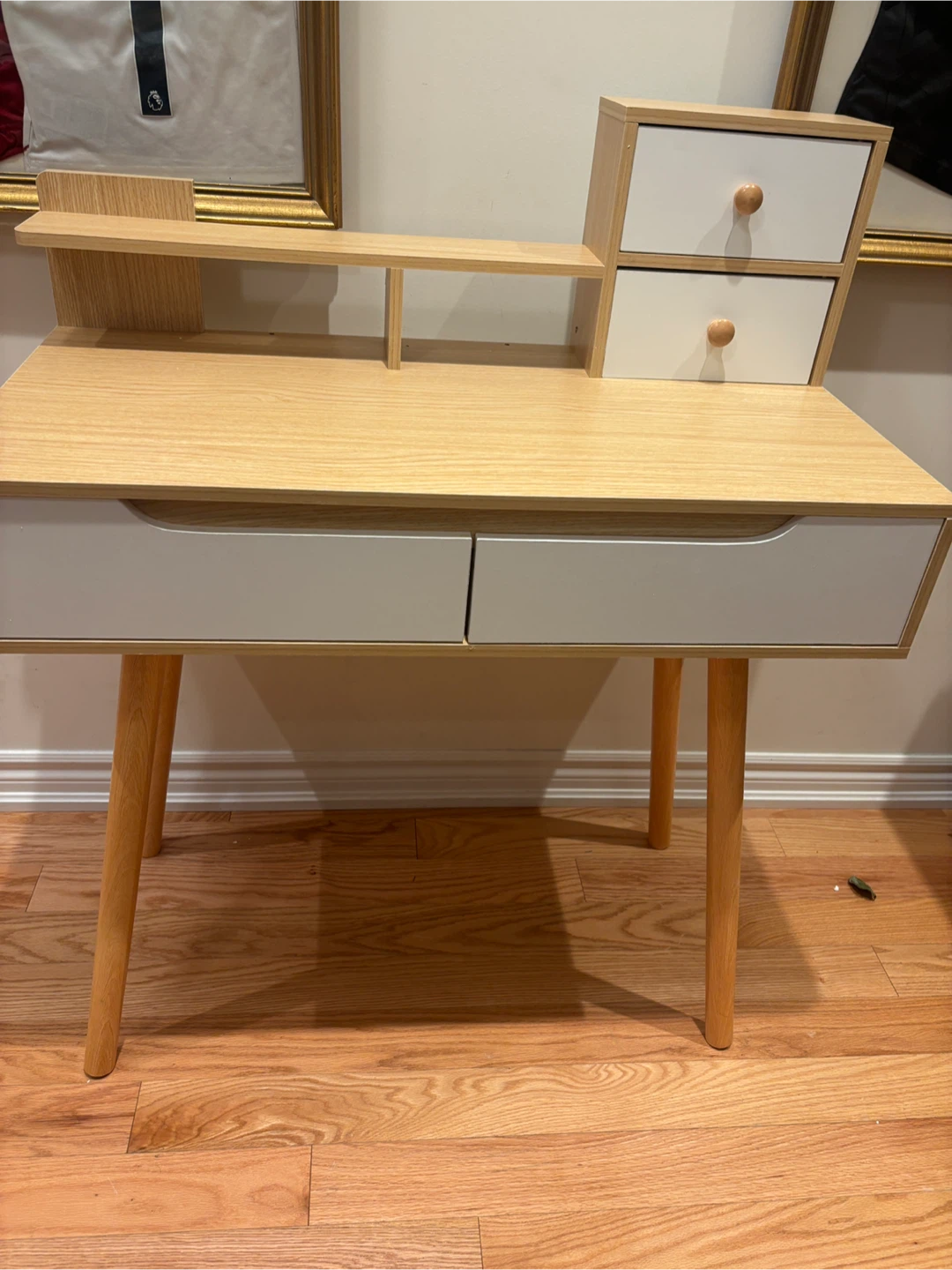 Wooden Desk with Drawers - 32" Length