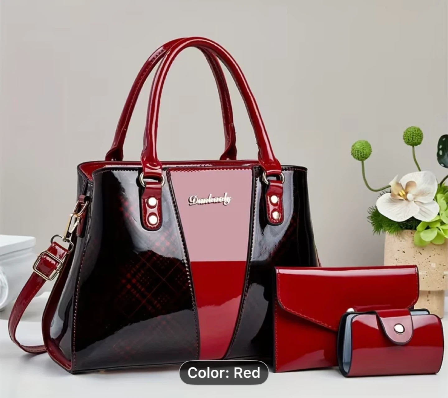Danbaoly Satchel Bag with Wallet, Red