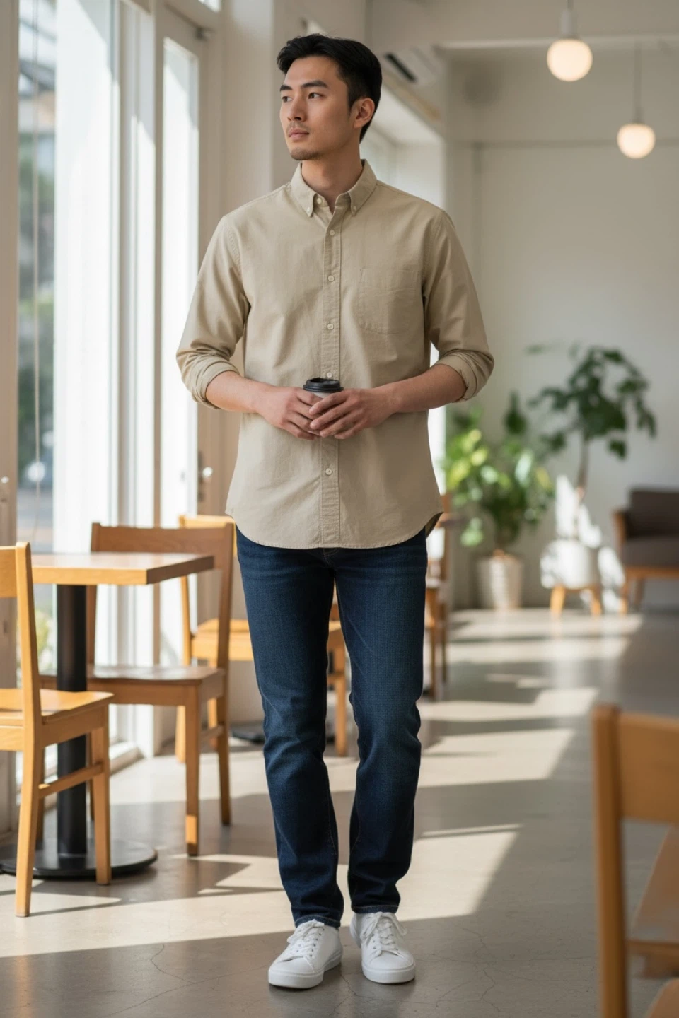 Zara Beige Button-Down Shirt - Size S - photo 2