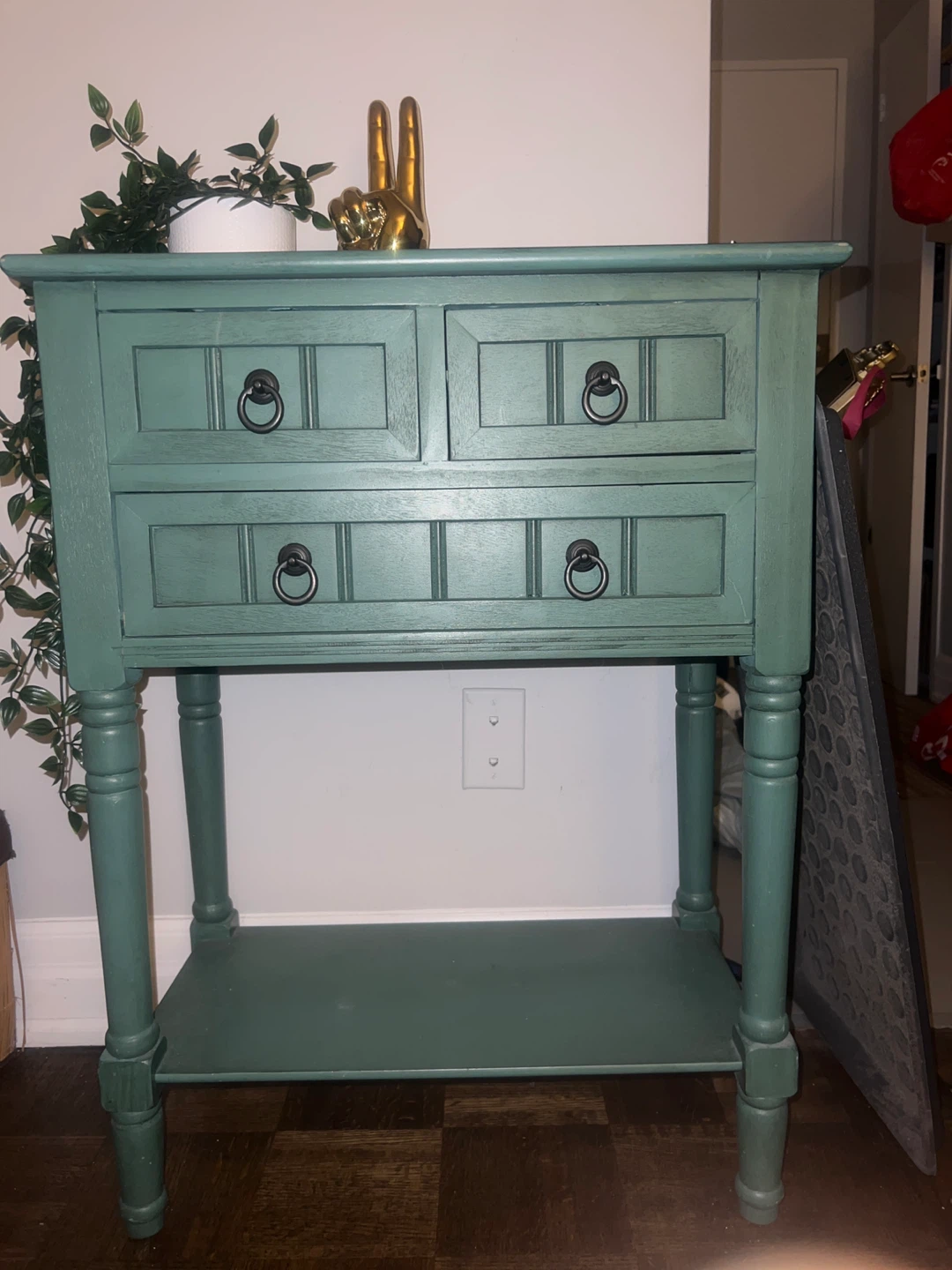 Green Accent Table with Drawers - photo 2