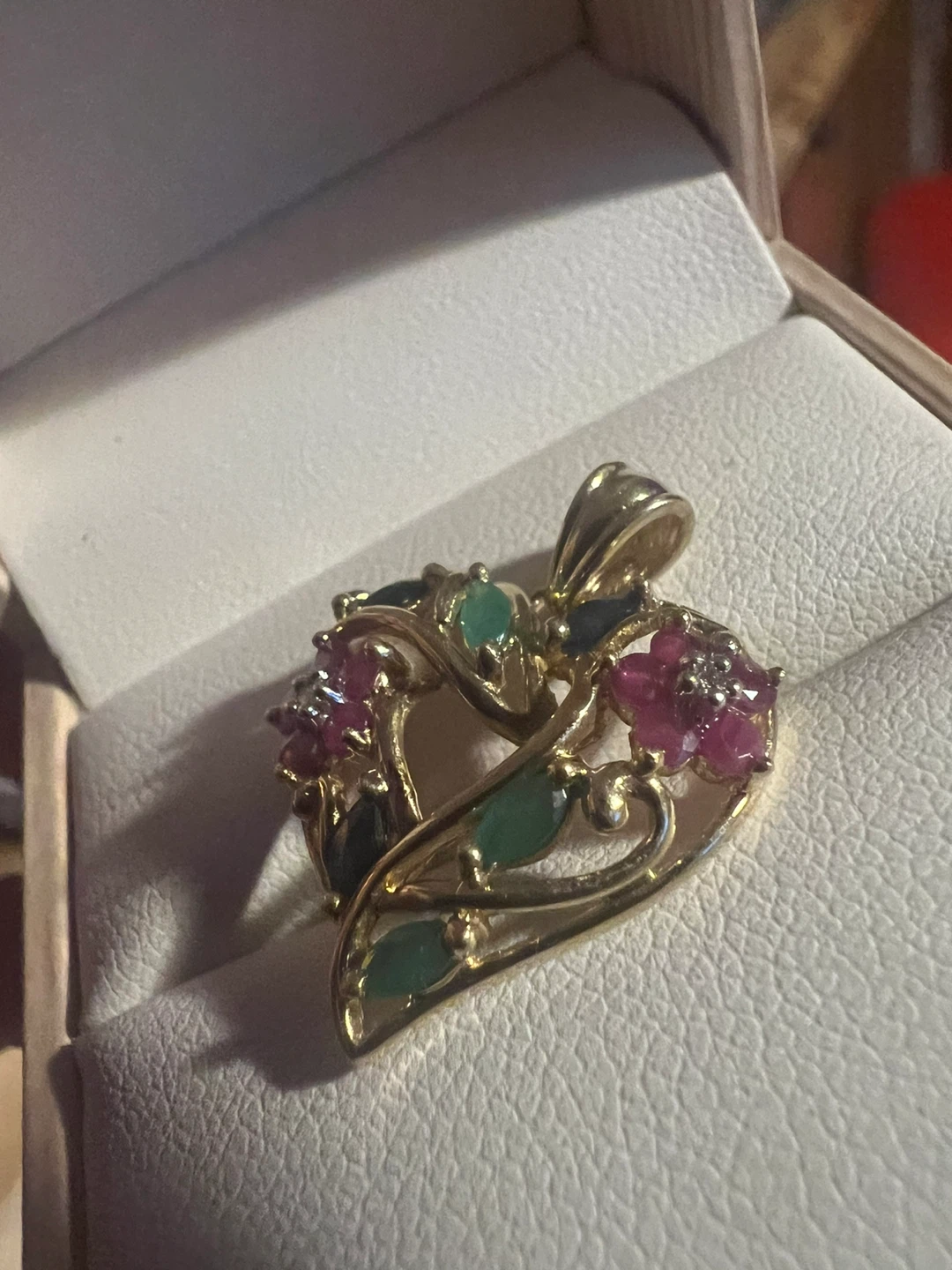 10 k Mixed Gem Heart Pendant