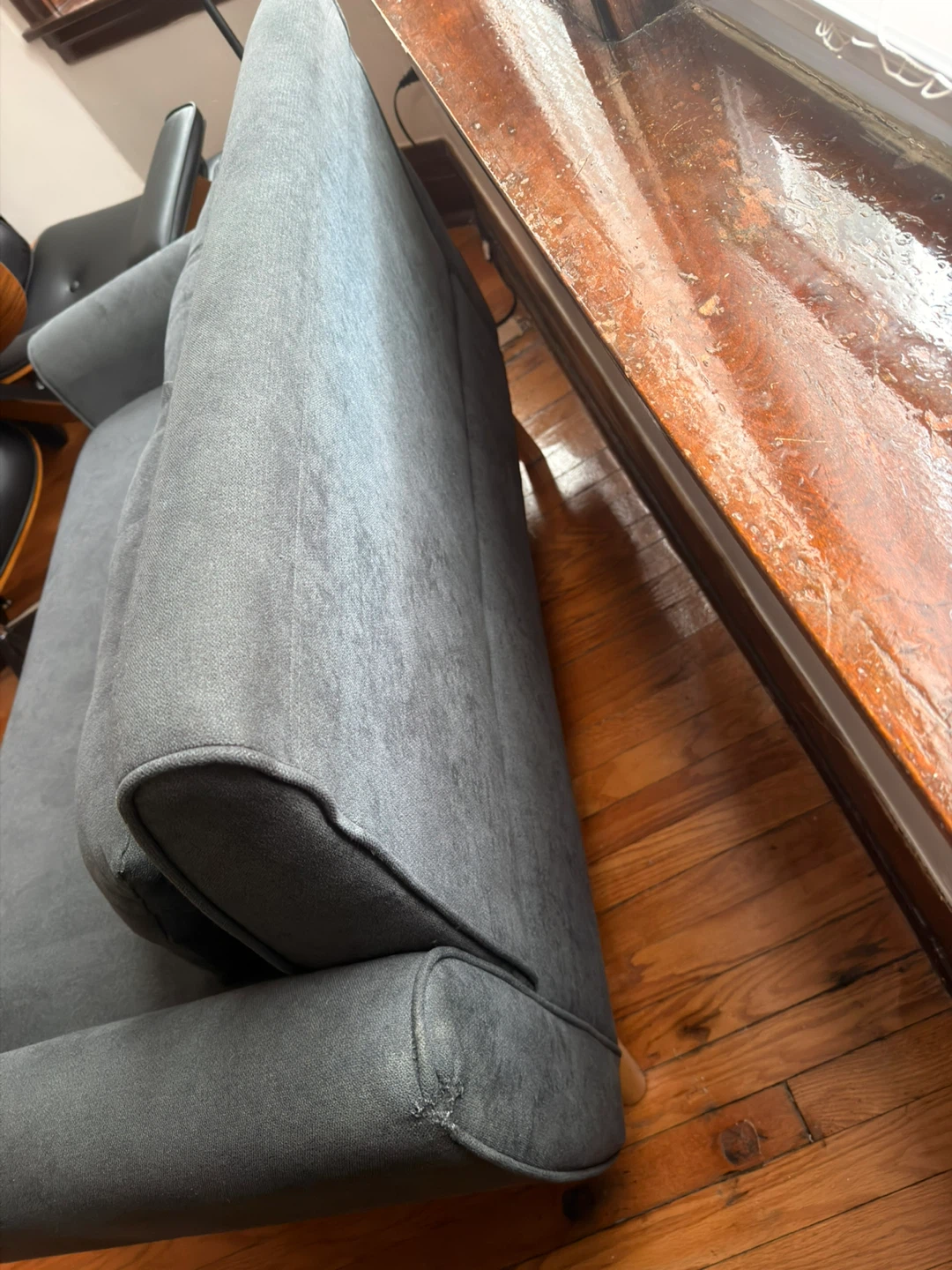 Gray Loveseat Sofa with Pillows - photo 3