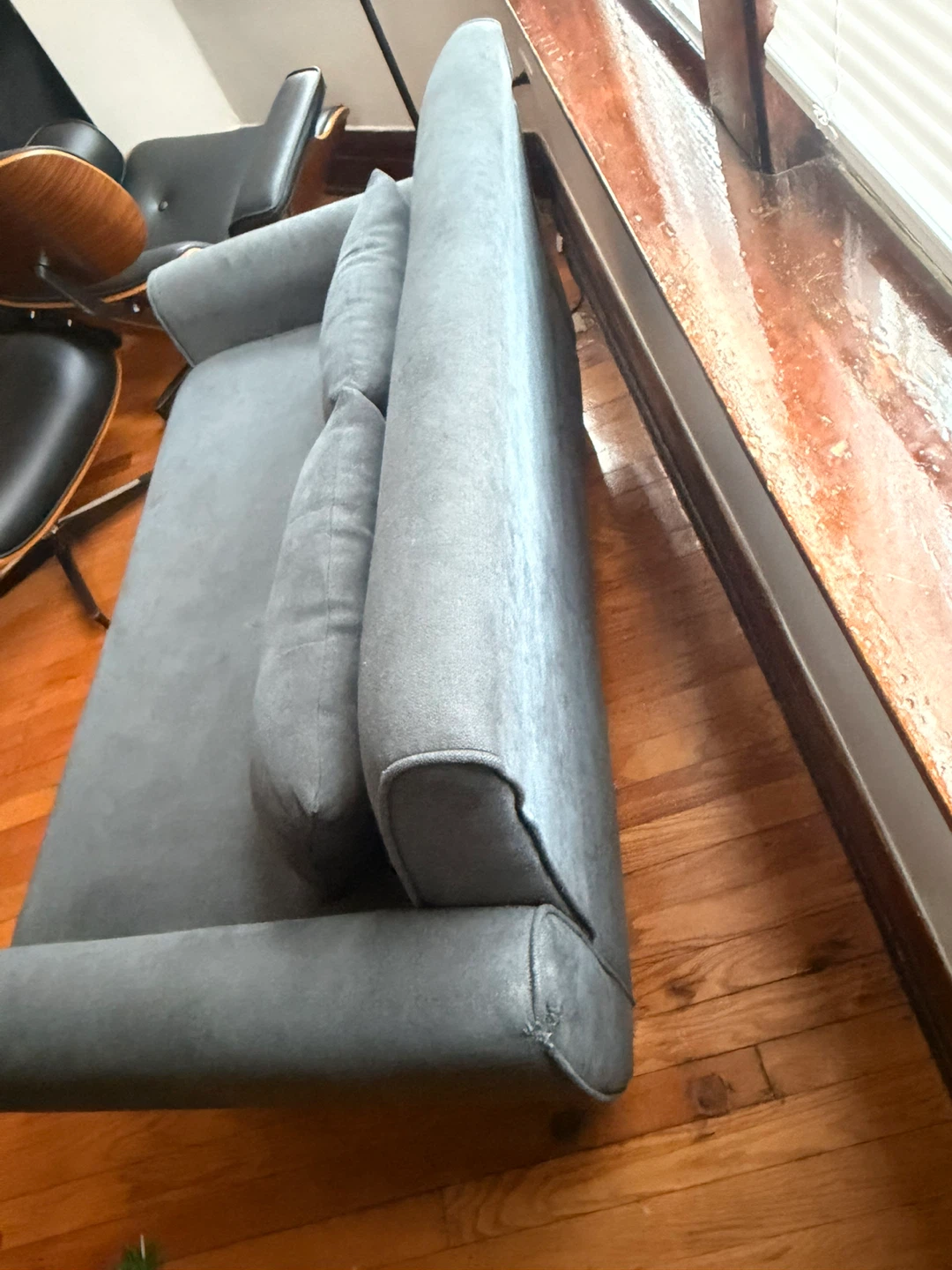 Gray Loveseat Sofa with Pillows - photo 2