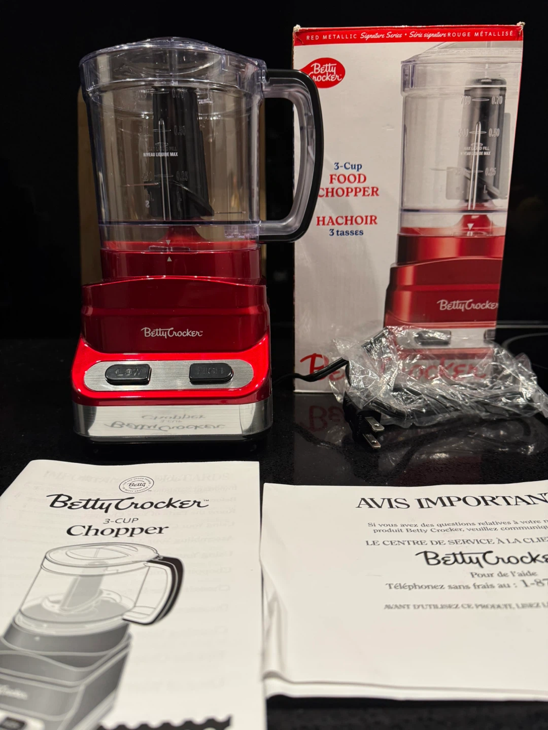 Betty Crocker 3-Cup Food Chopper - Red Metallic - photo 3