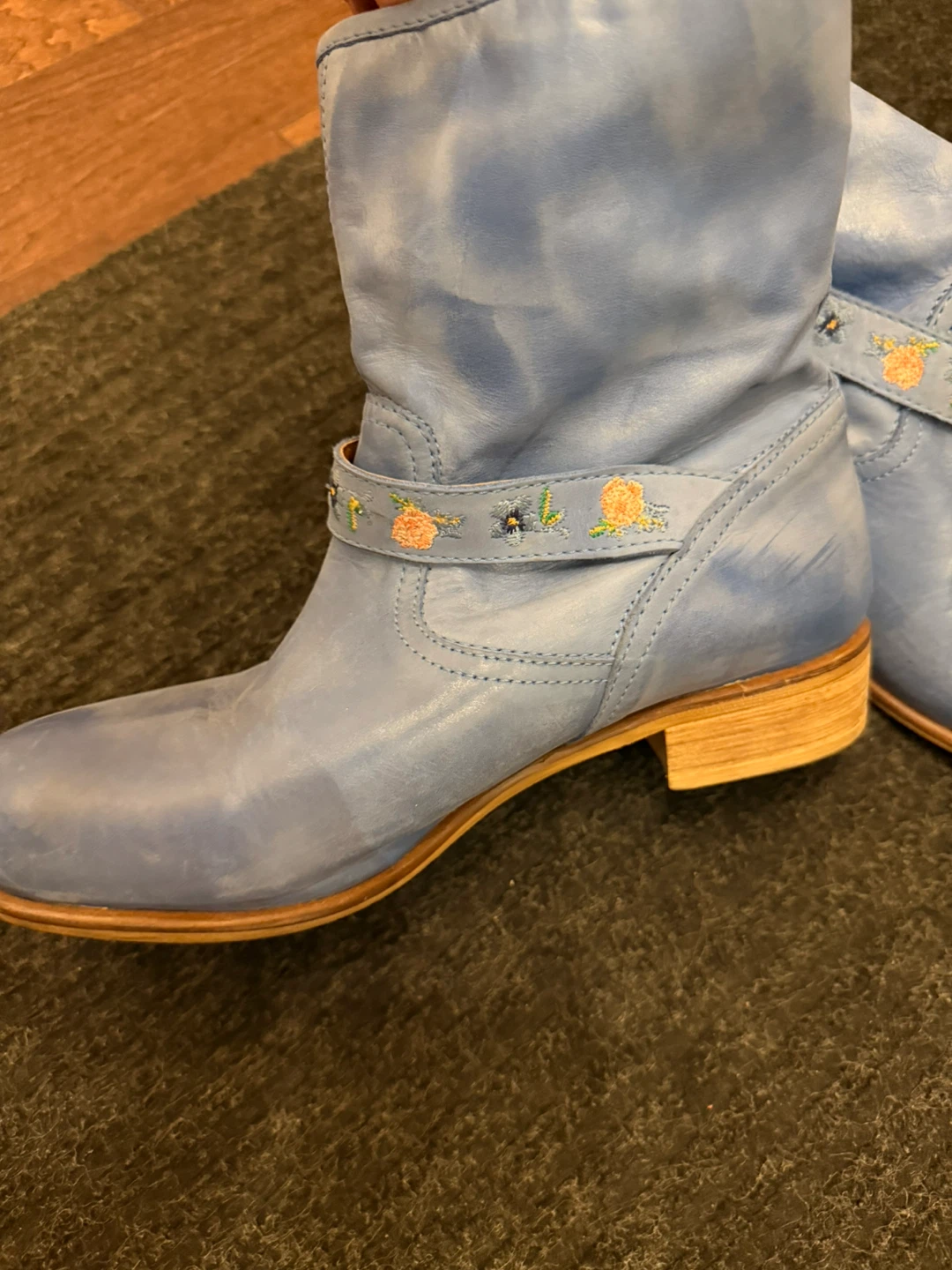 HOTIÇ Blue Leather Boots - Size 38.5🏆 - photo 2