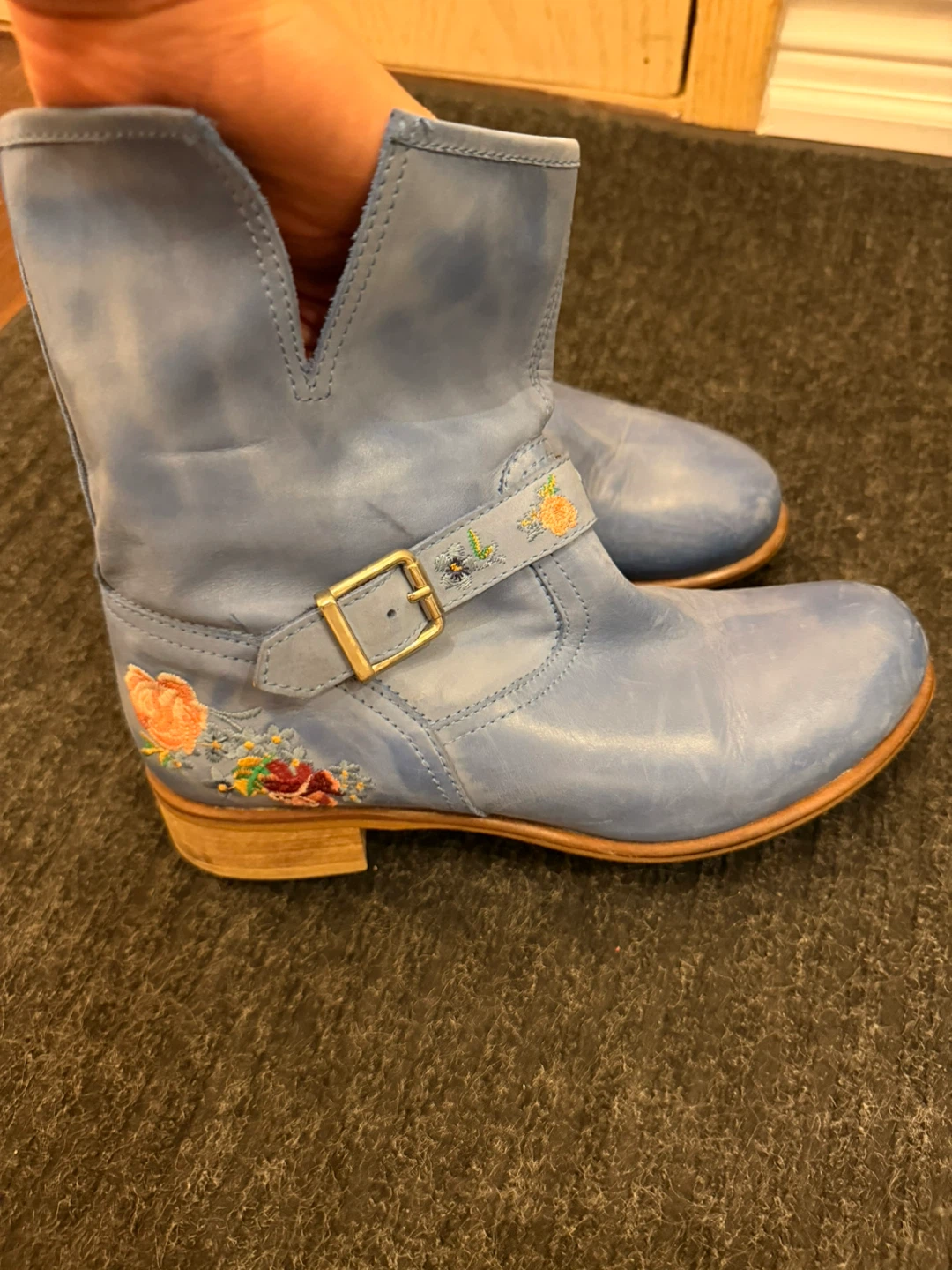 HOTIÇ Blue Leather Boots - Size 38.5🏆 - photo 3