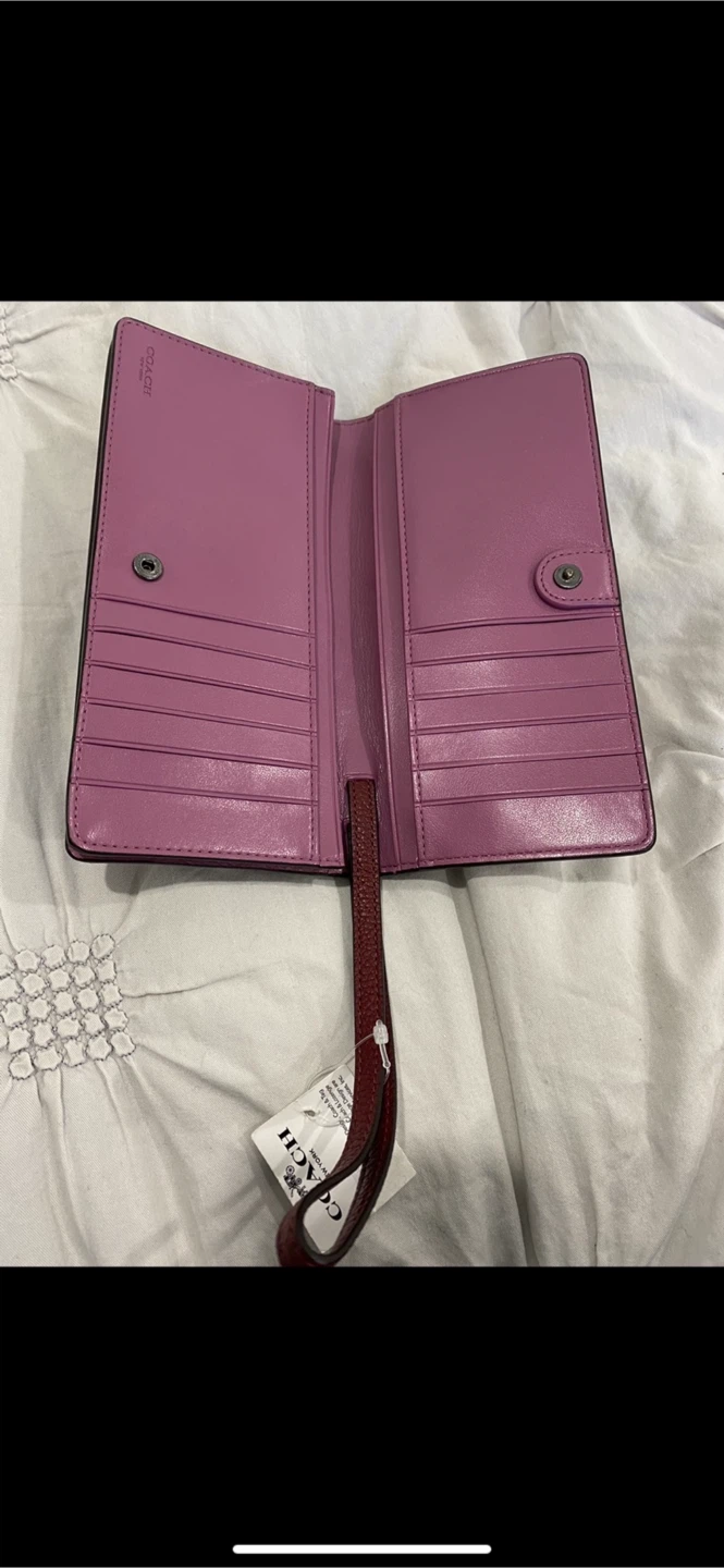 BN Coach Leather Wallet with Wristlet - Burgundy - photo 4