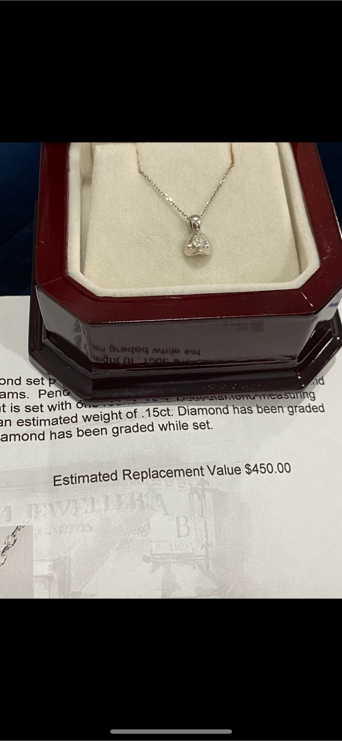 Ladies 10kt White Gold Diamond Pendant Necklace - photo 3