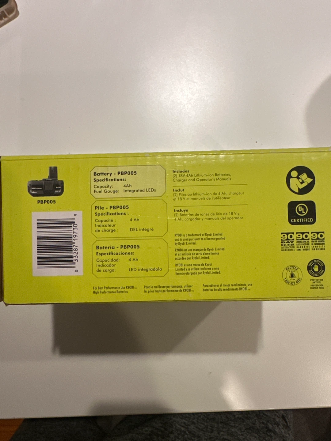 New Ryobi ONE+ 4Ah 18V Lithium-ion Starter Kit - photo 3