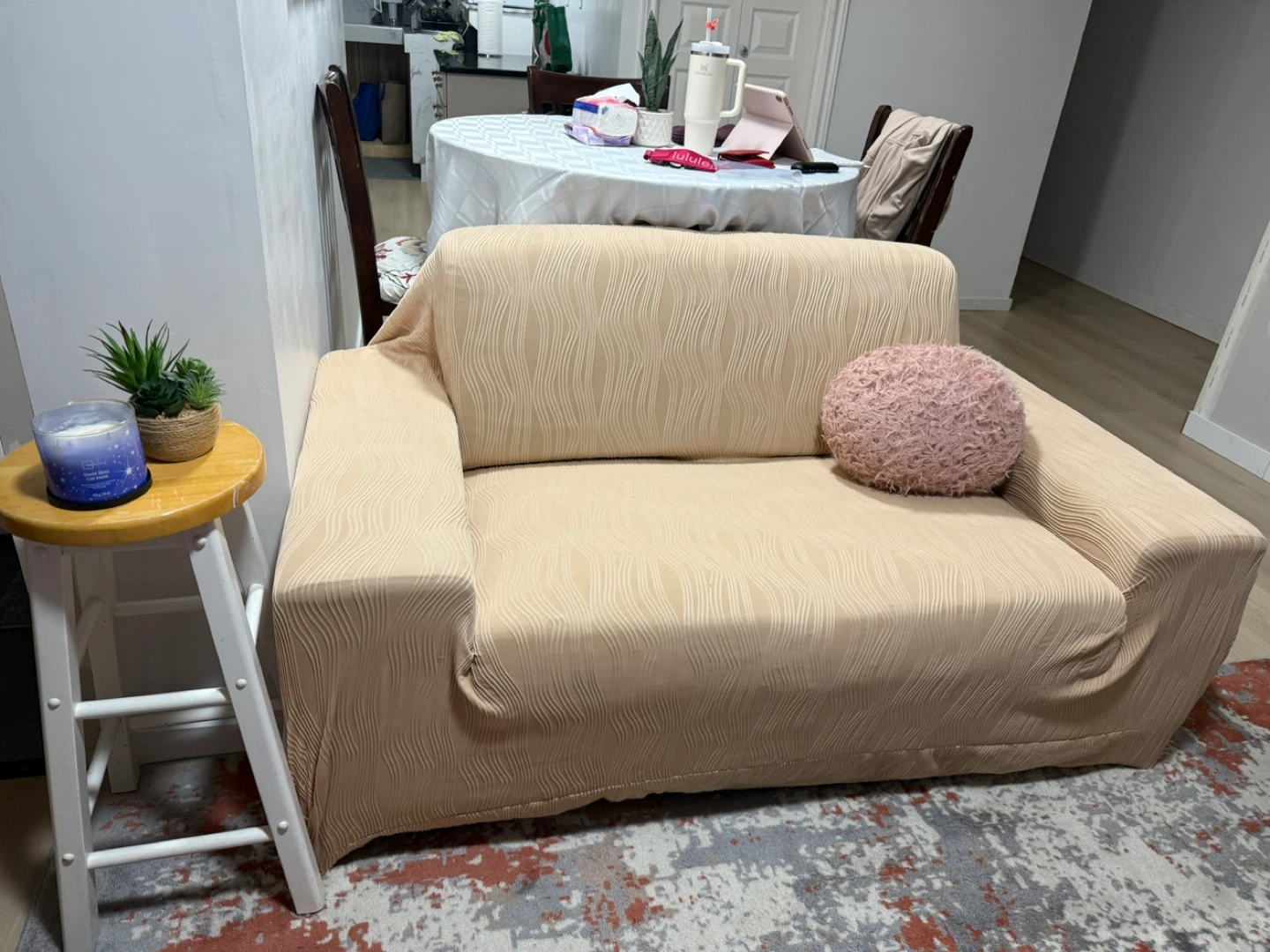 Beige Loveseat Sofa - photo 2