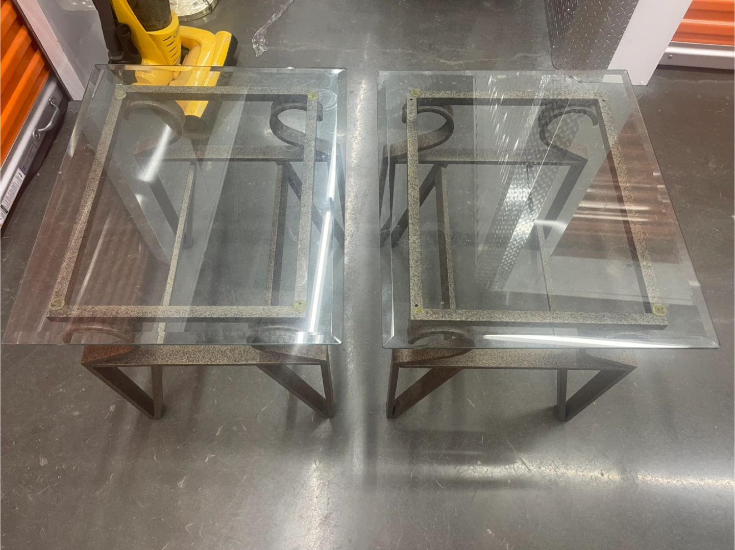 Glass Top End Tables - Set of 2