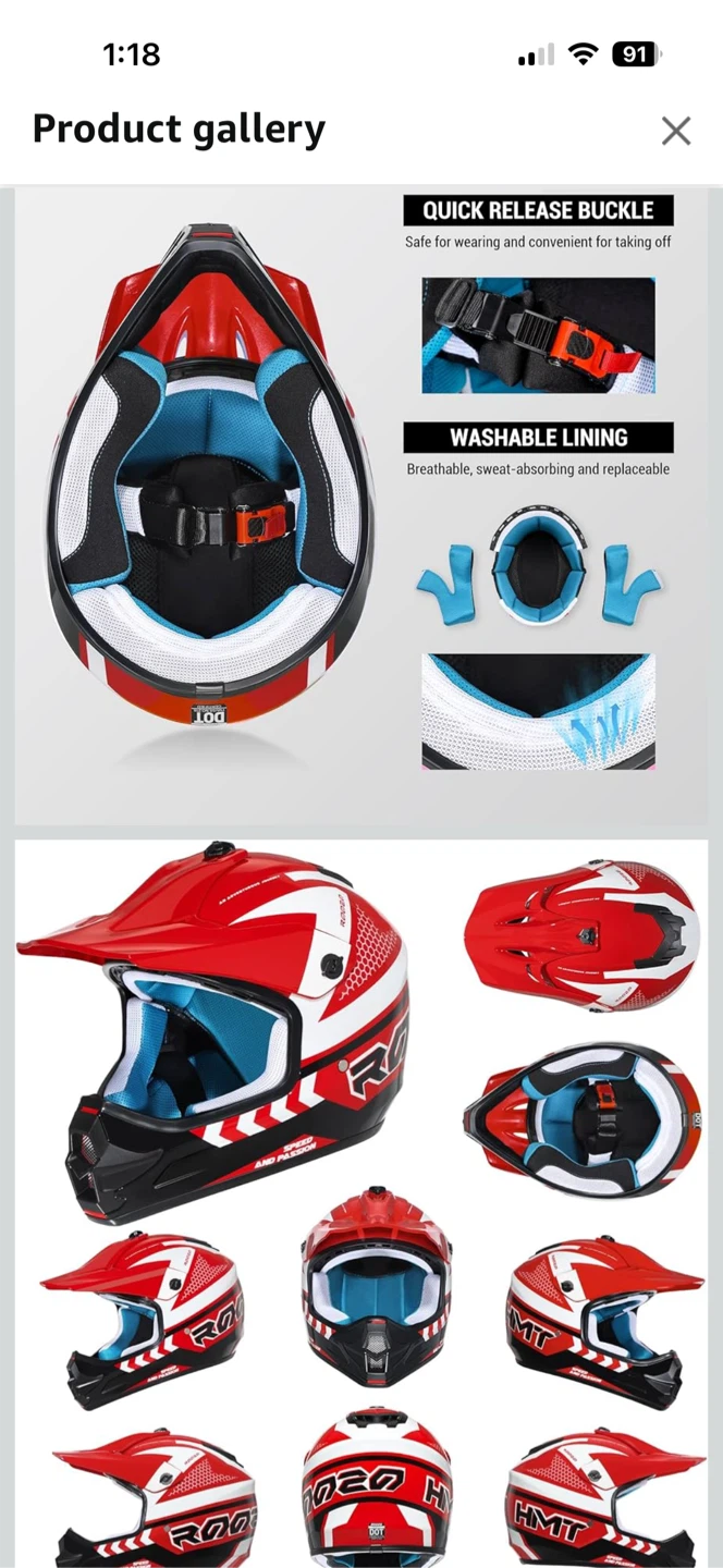 ROCO DOT Certified Red/White Motocross Helmet - photo 3