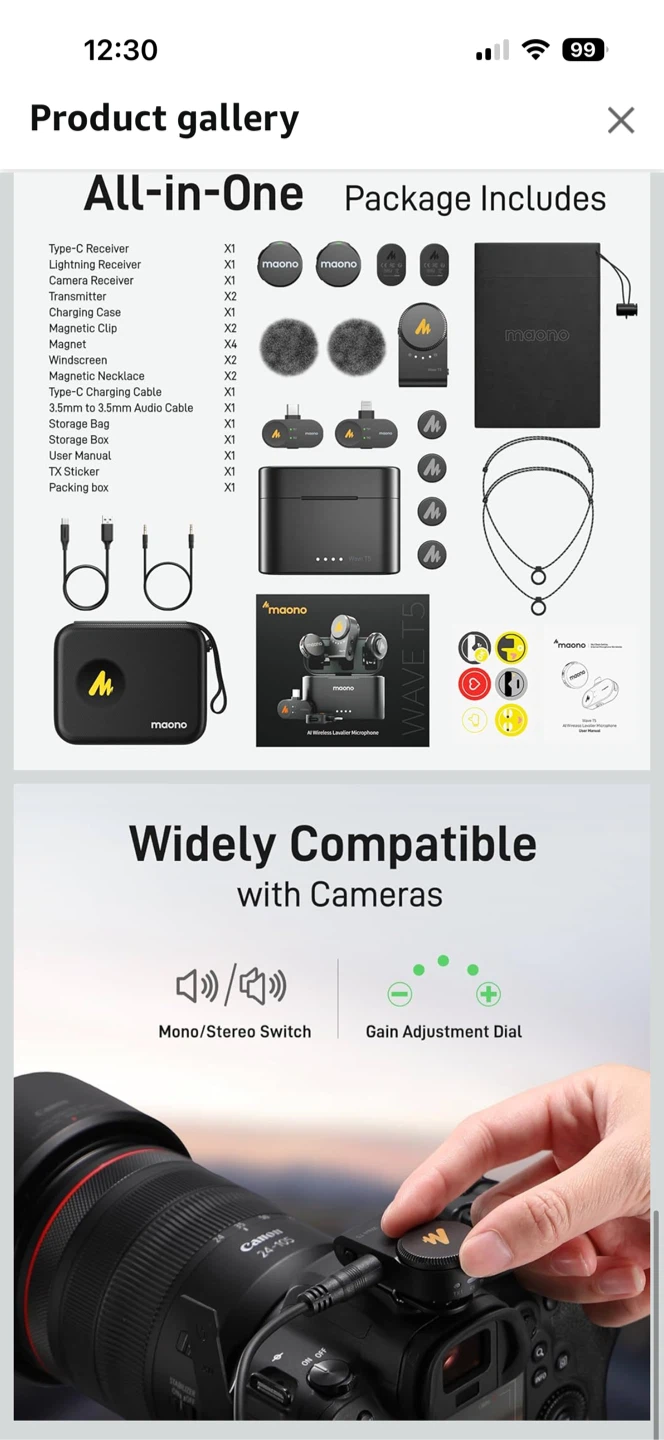 Maono Wave T5 Wireless Lavalier Microphone - New! - photo 5