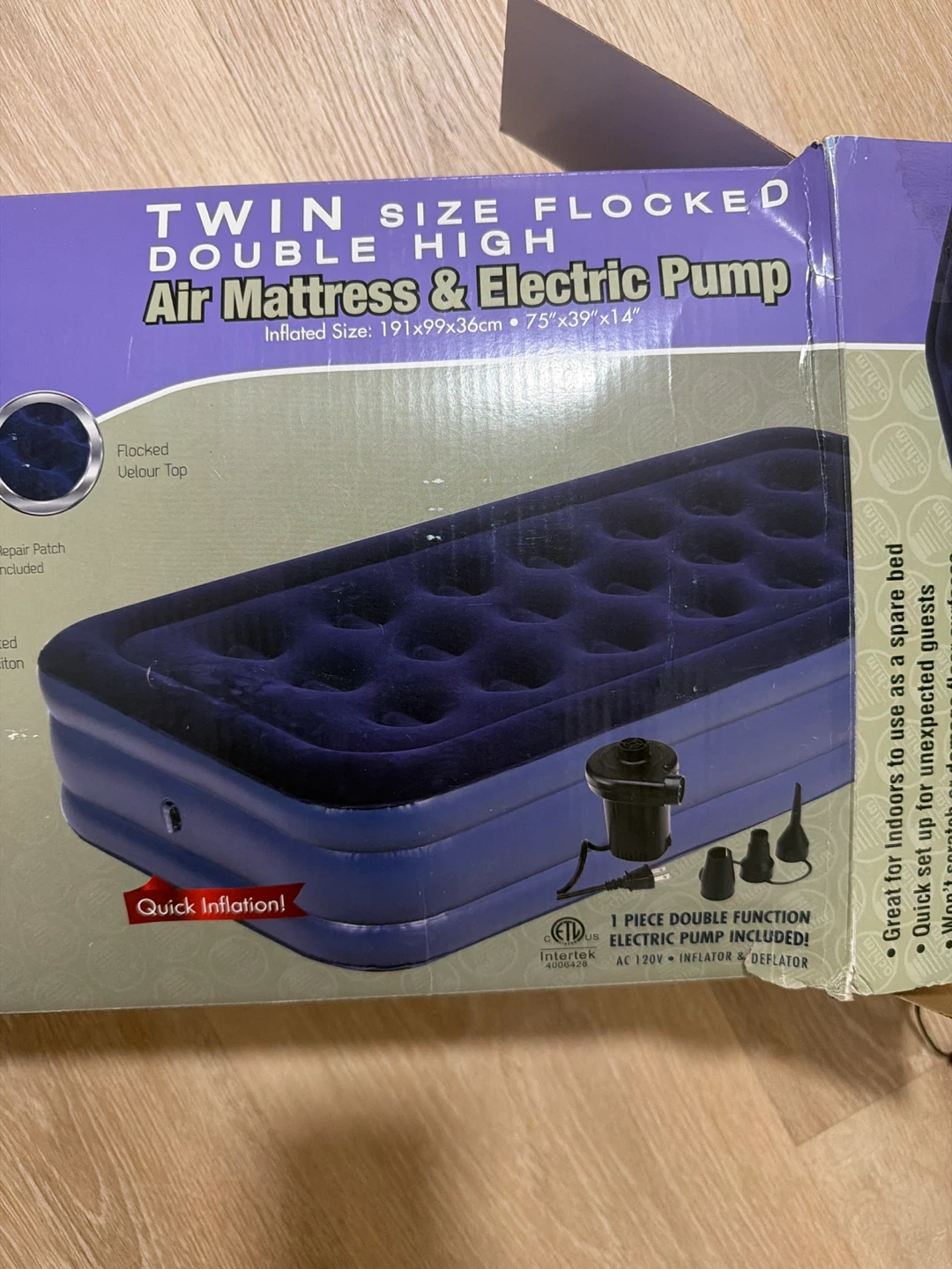 Twin Size Flocked Air Mattress & Electric Pump - NEW! - photo 2