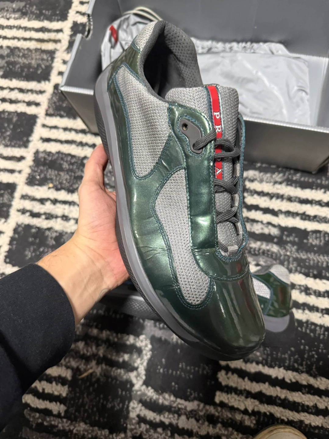 Men’s Patent leather Prada America's Cup sneakers Sz US 12