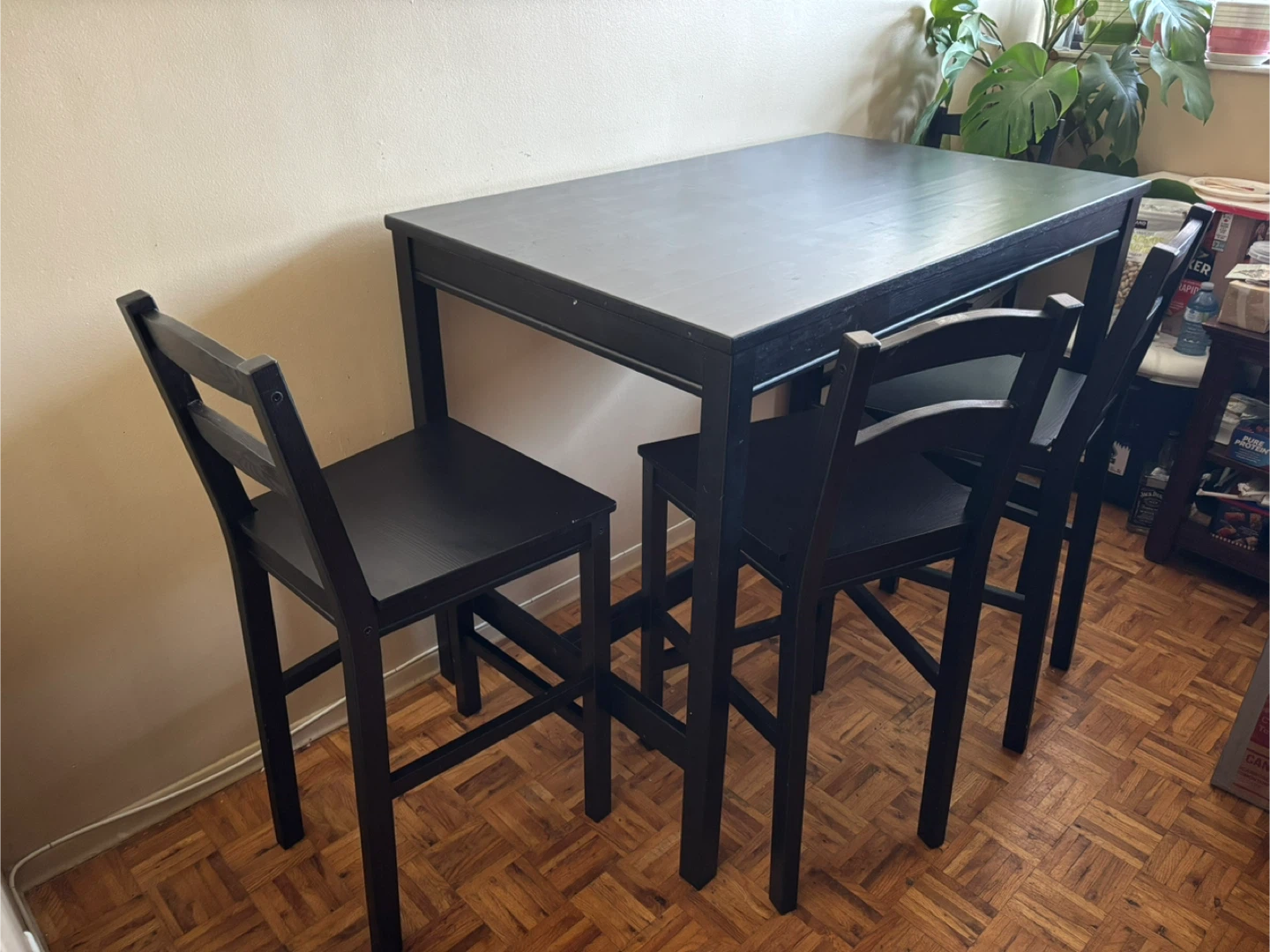 IKEA Bar Table with 4 Chairs - Black