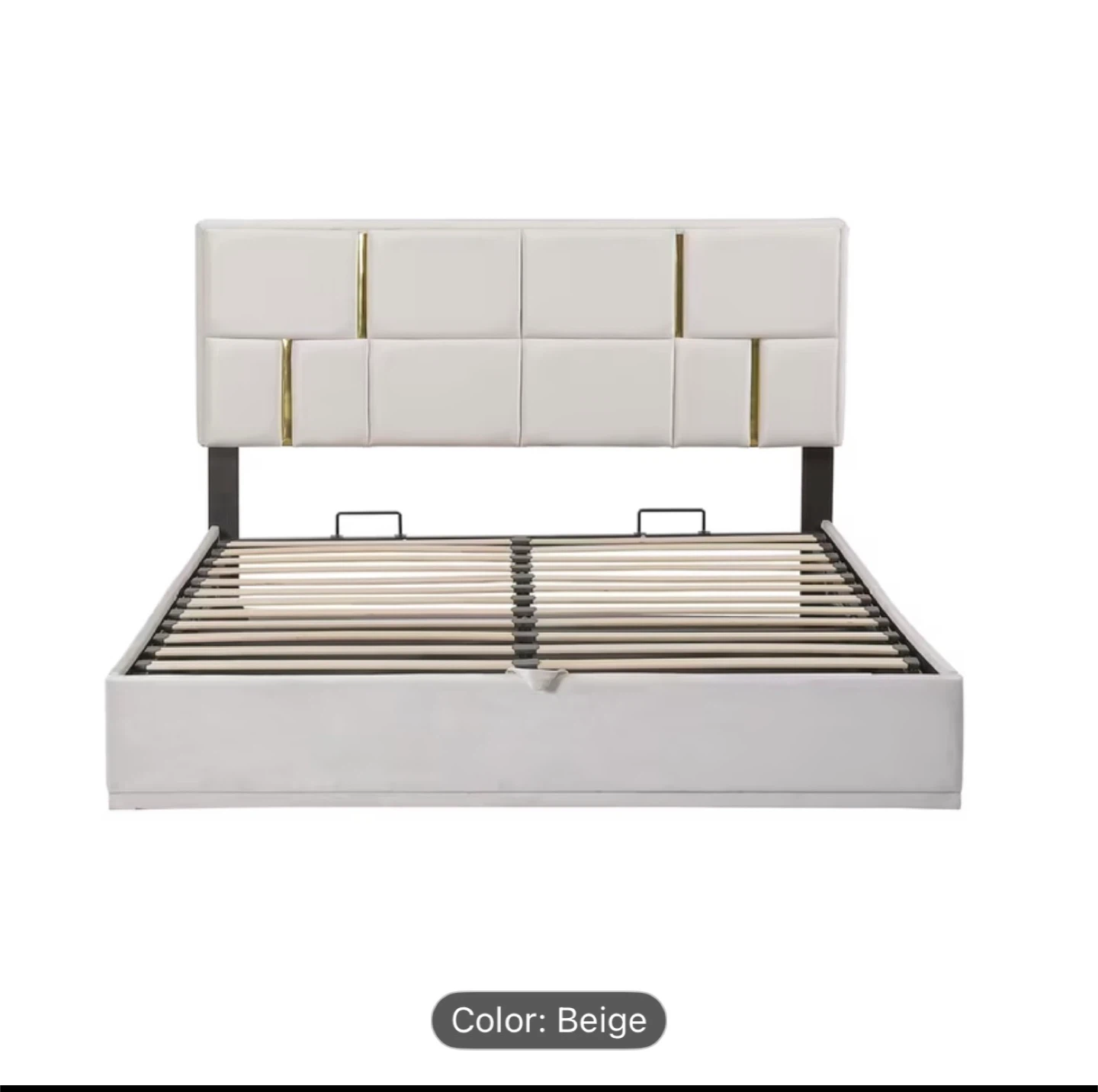 Queen Size Beige Upholstered Platform Bed - photo 4