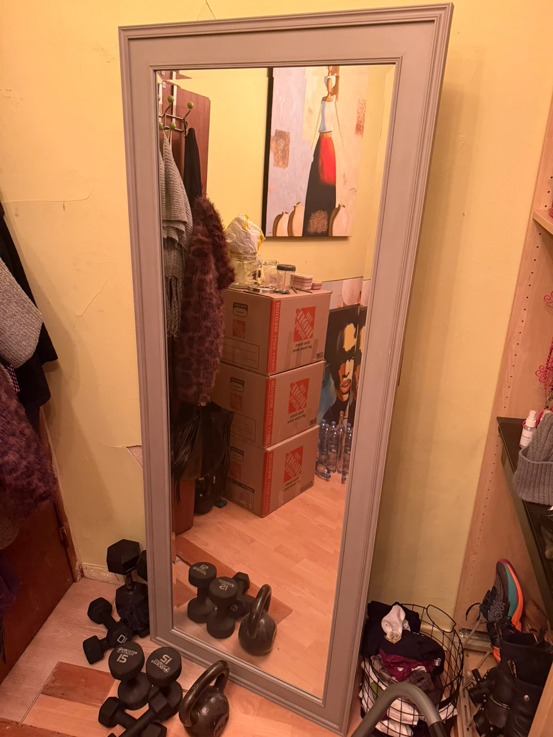 Gray Framed Wall Mirror