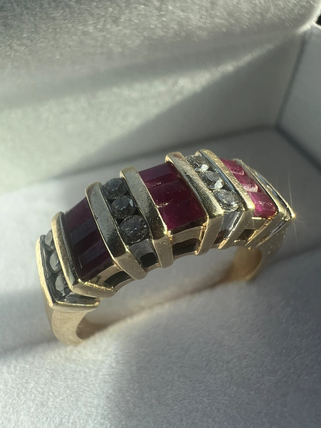 14 k Ruby and Diamond Band Ring