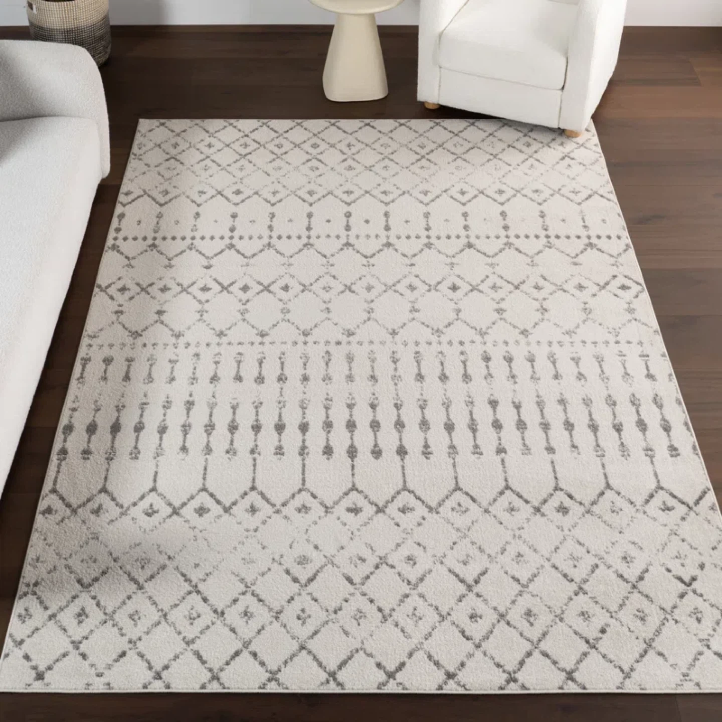 Area Rug - Geometric Pattern, Light Grey - photo 3