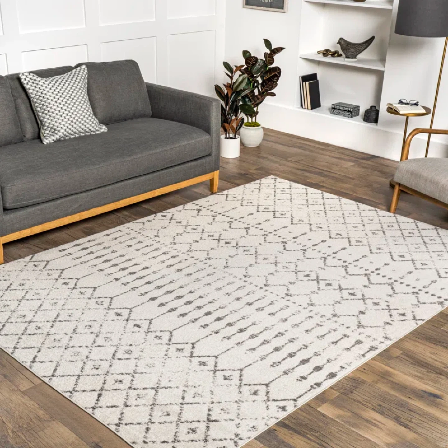 Area Rug - Geometric Pattern, Light Grey - photo 4