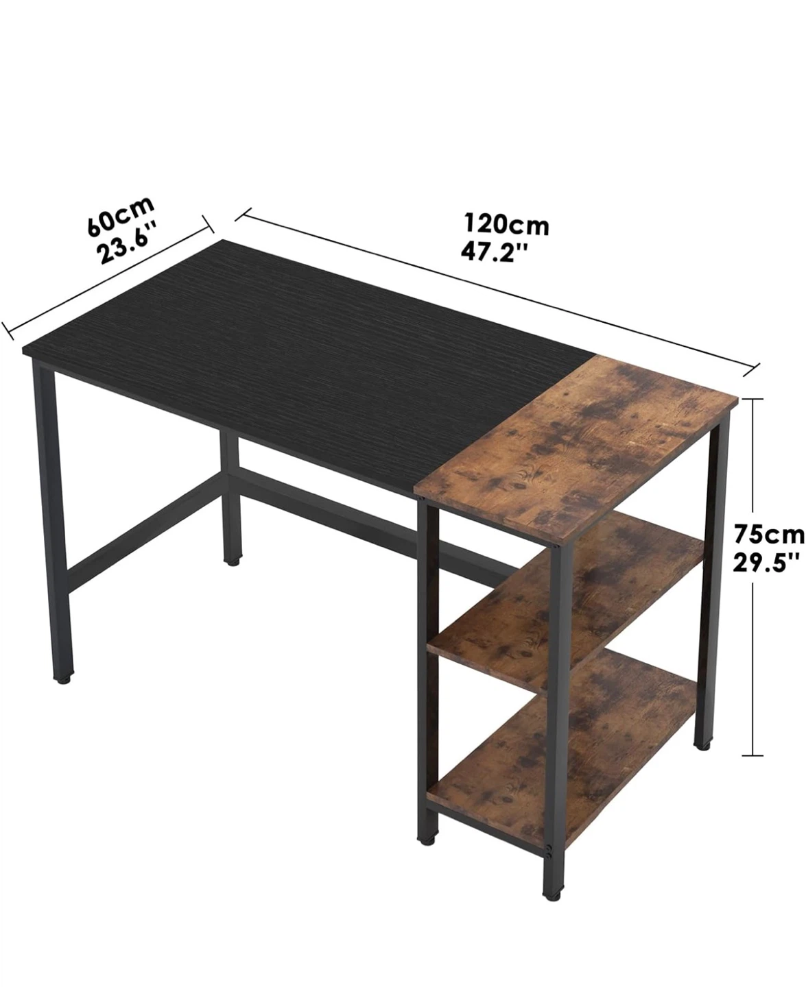 Black & Brown Computer Desk with Shelves - photo 2