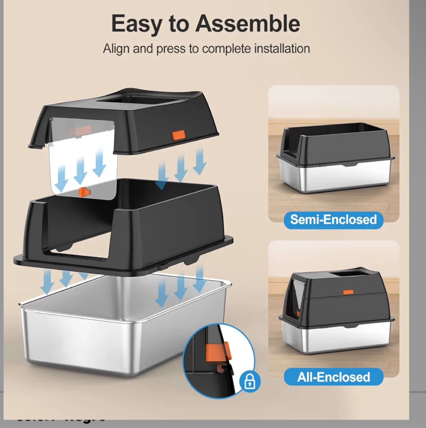 Black Cat Litter Box with Enclosure