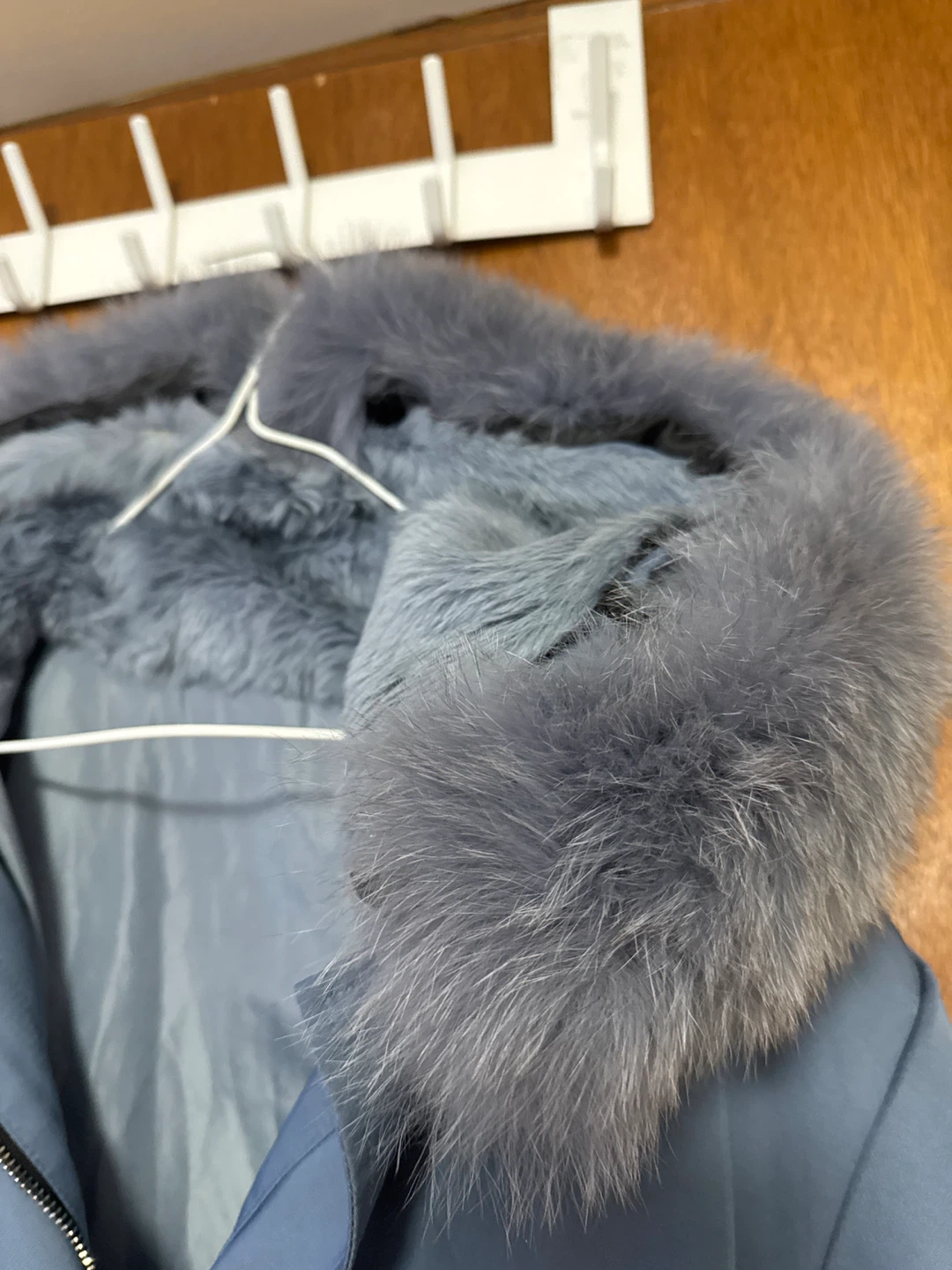Blue Winter Coat with Fur Hood - photo 3