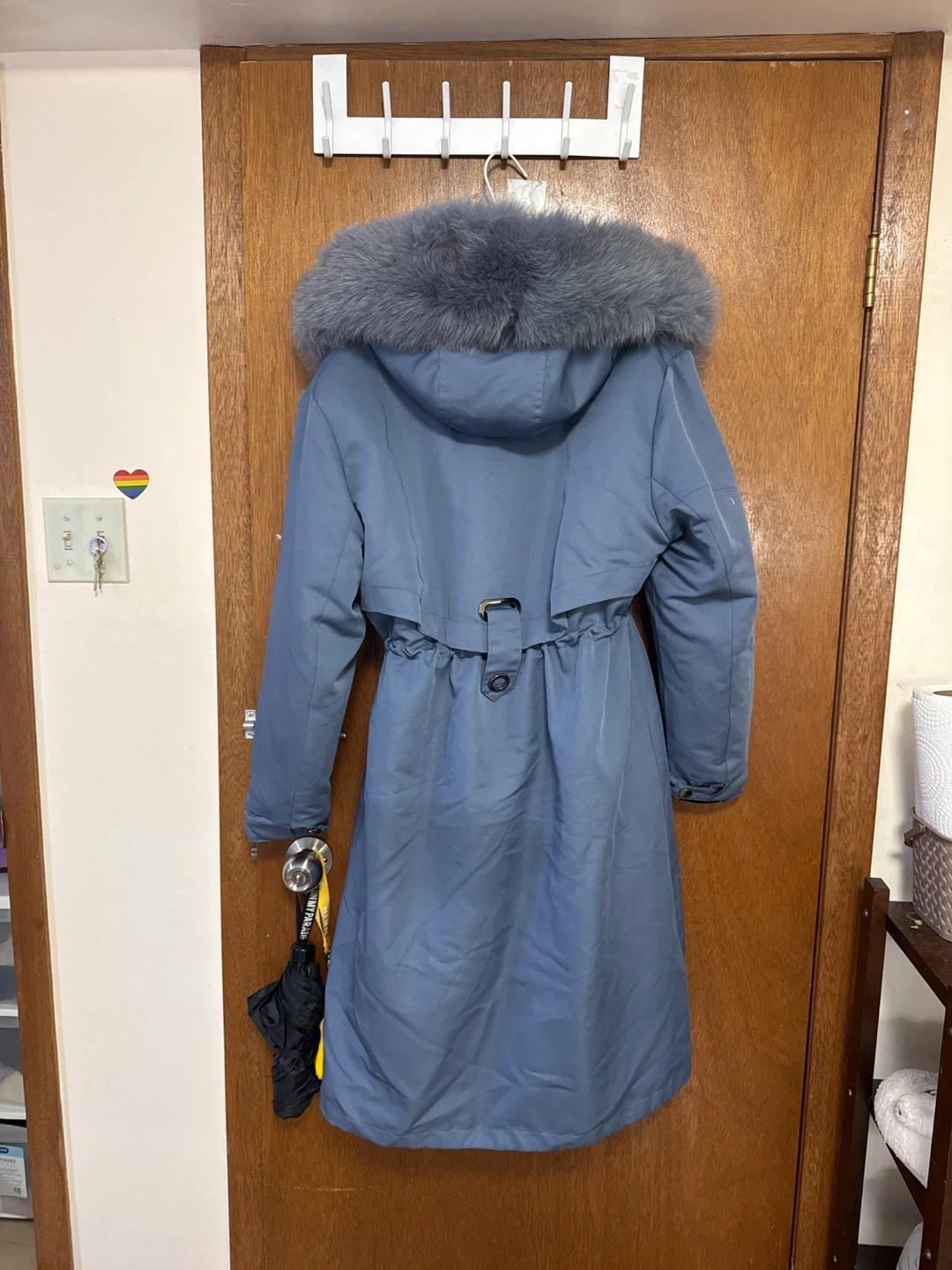 Blue Winter Coat with Fur Hood - photo 2
