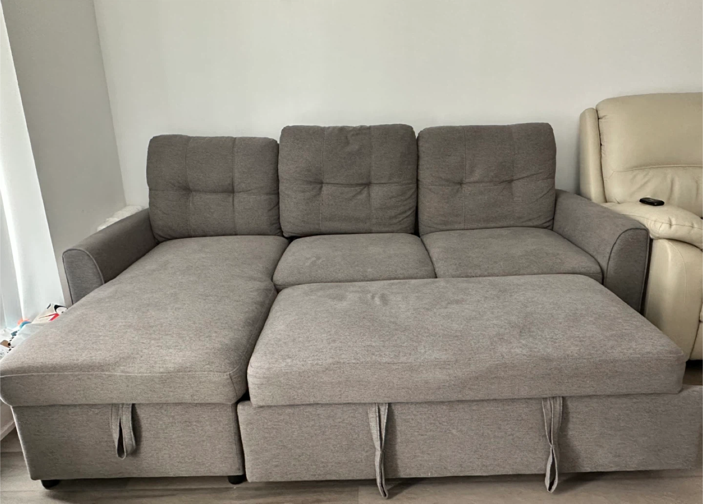 Grey Sectional Sofa with pull out