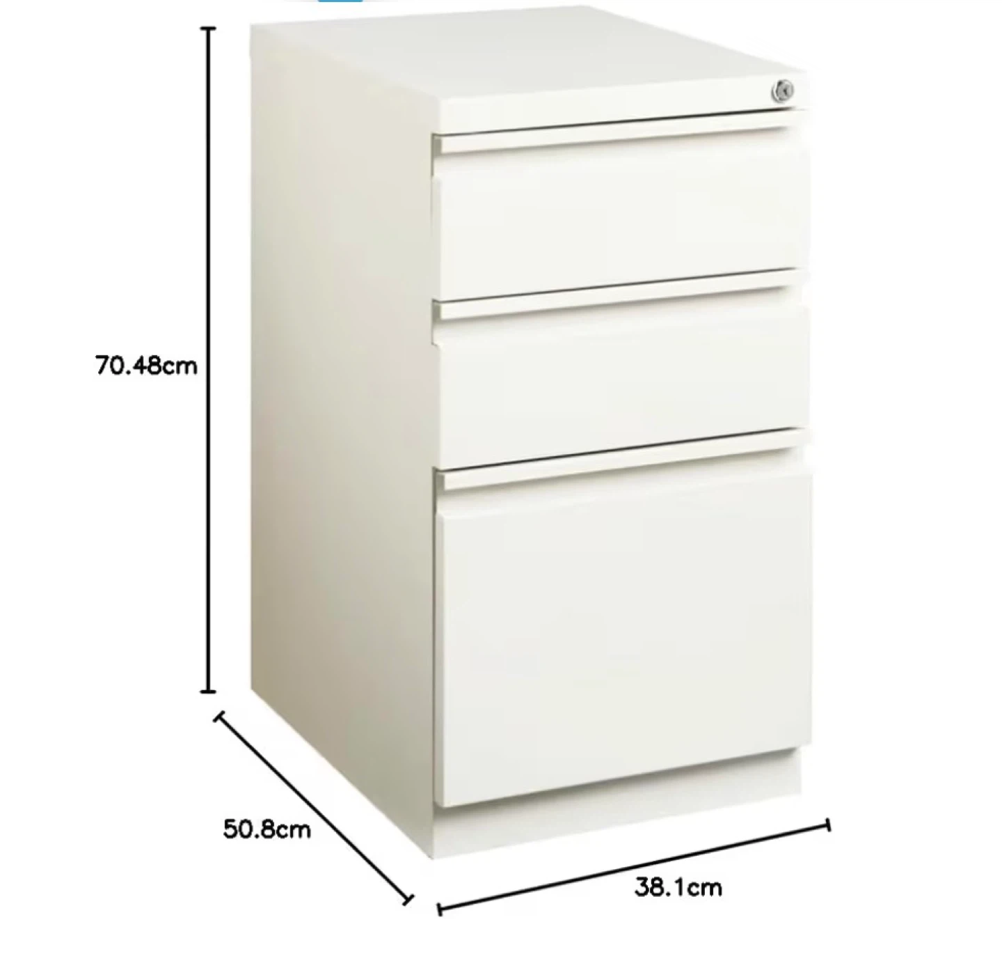 White 3-Drawer Filing Cabinet - photo 3