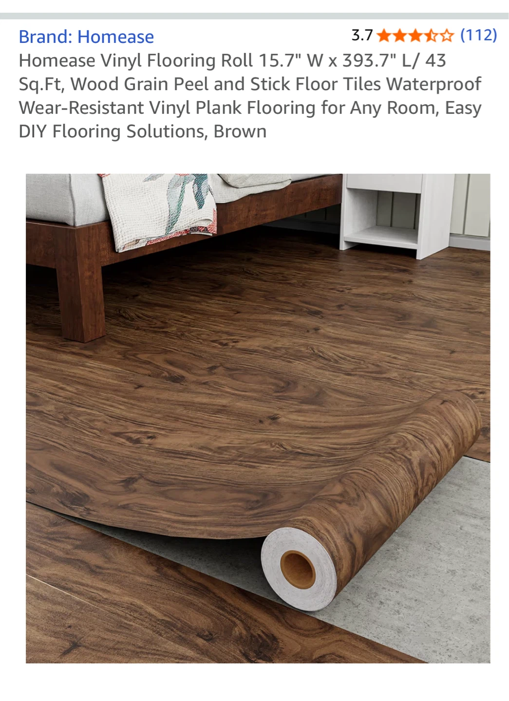 🧡Homease Vinyl Flooring Roll 15.7" x 393.7" Brown - photo 5
