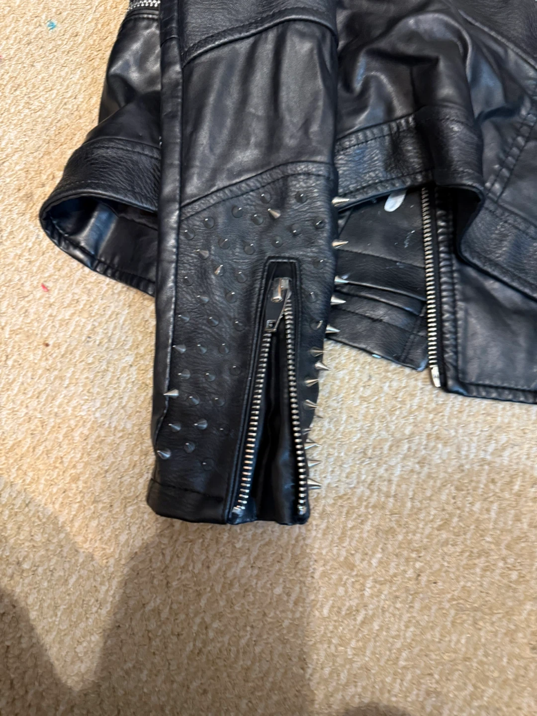 Black Leather Punk Jacket - photo 2