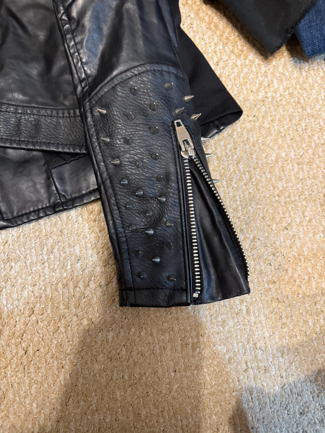 Black Leather Punk Jacket - photo 3