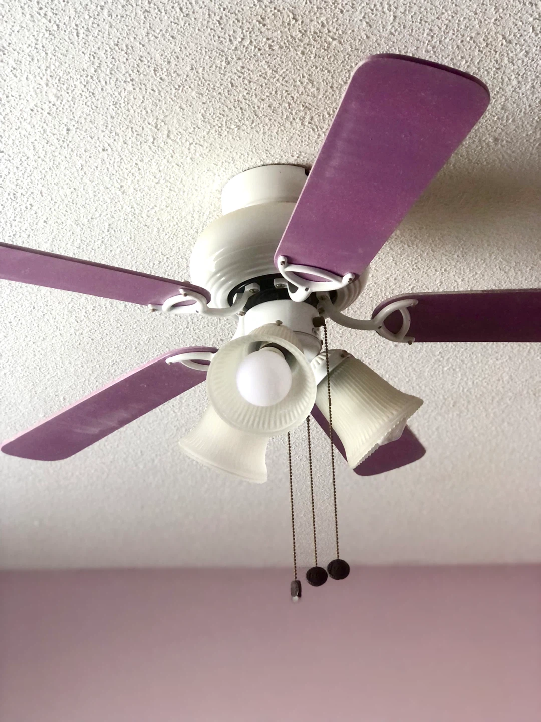 Purple & White Ceiling Fan with Lights