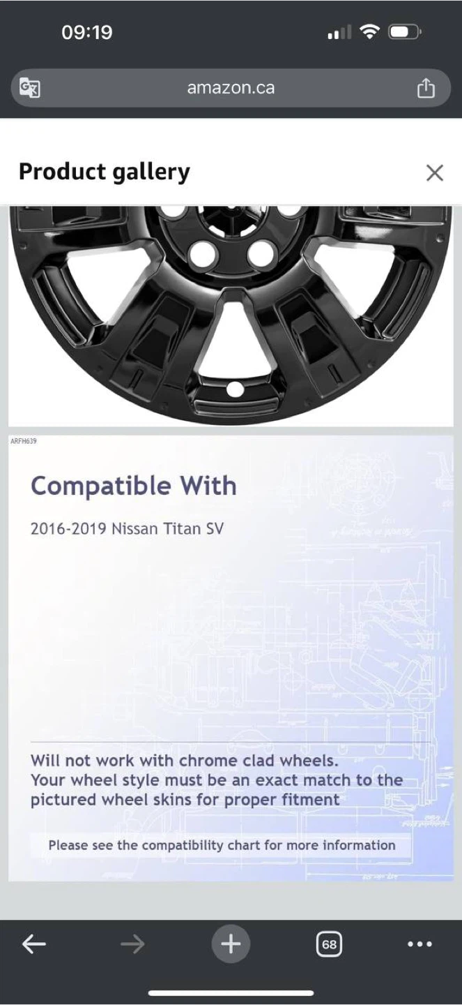 Nissan Titan SV Wheel Skins 2016–2019 – Black | NEW – $80🛻✨ - photo 3